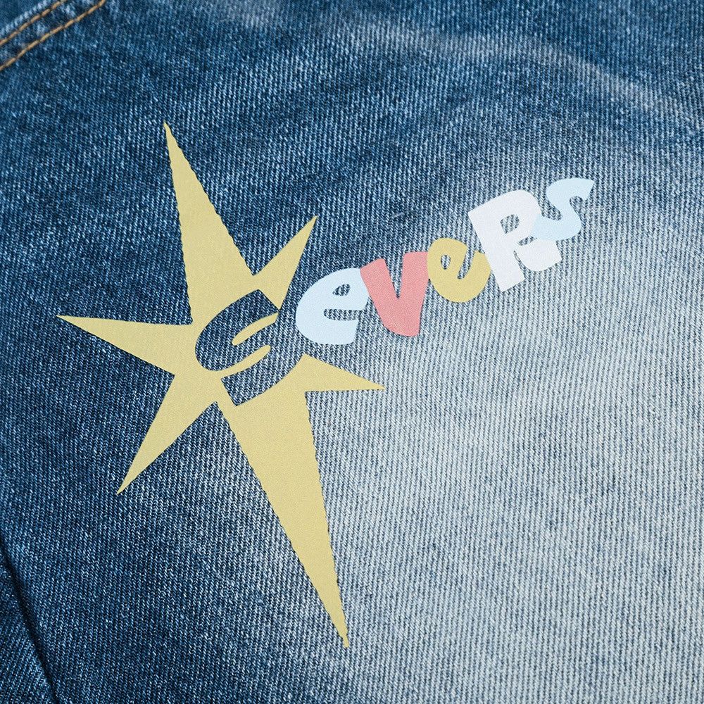 Jean Men's loose washed cartoon letter printed scimitar jeans y2k Size US 32 / EU 48 - 5 Thumbnail