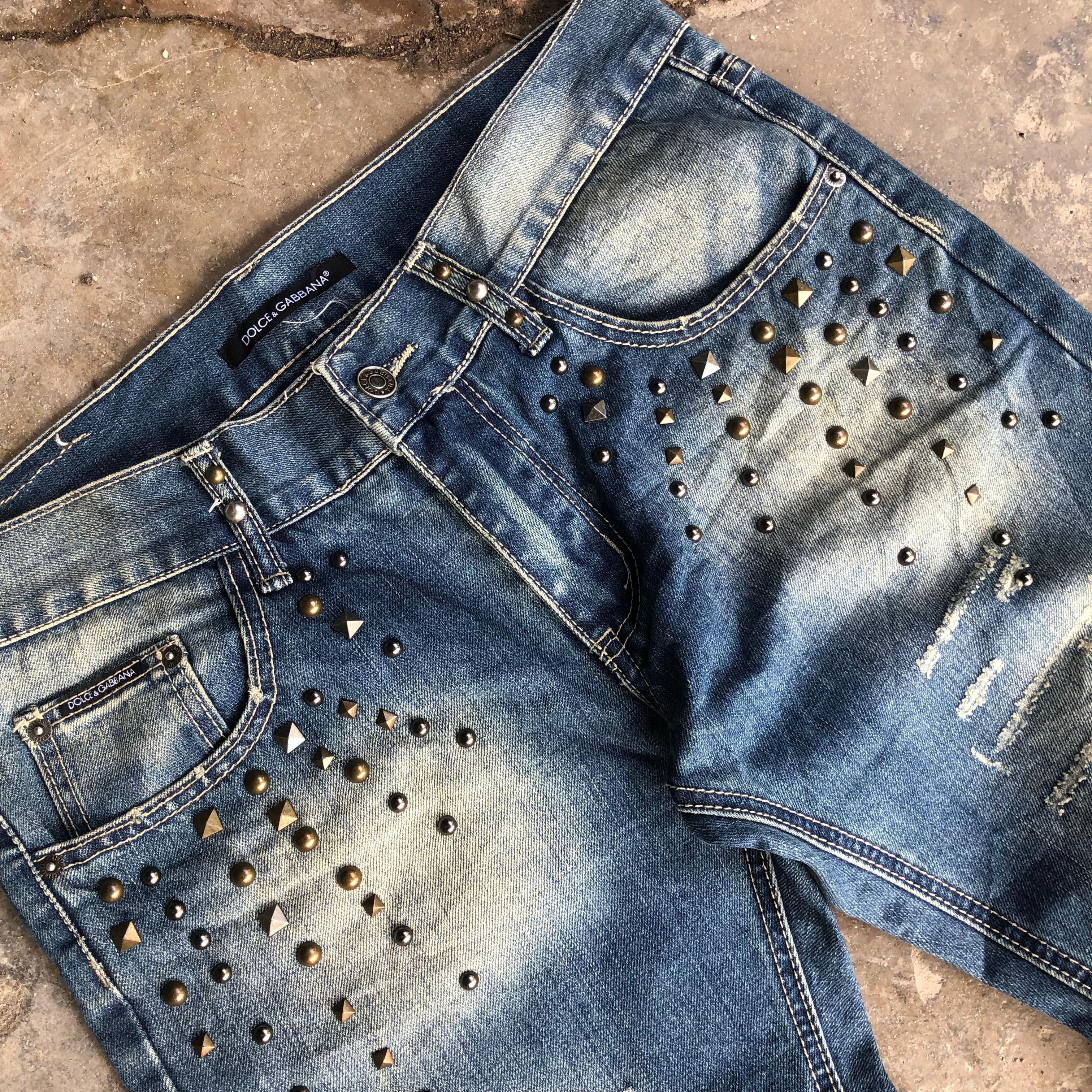 Dolce & Gabbana Dolce & Gabbana Studed Crushed Jeans Size US 34 / EU 50 - 6 Thumbnail