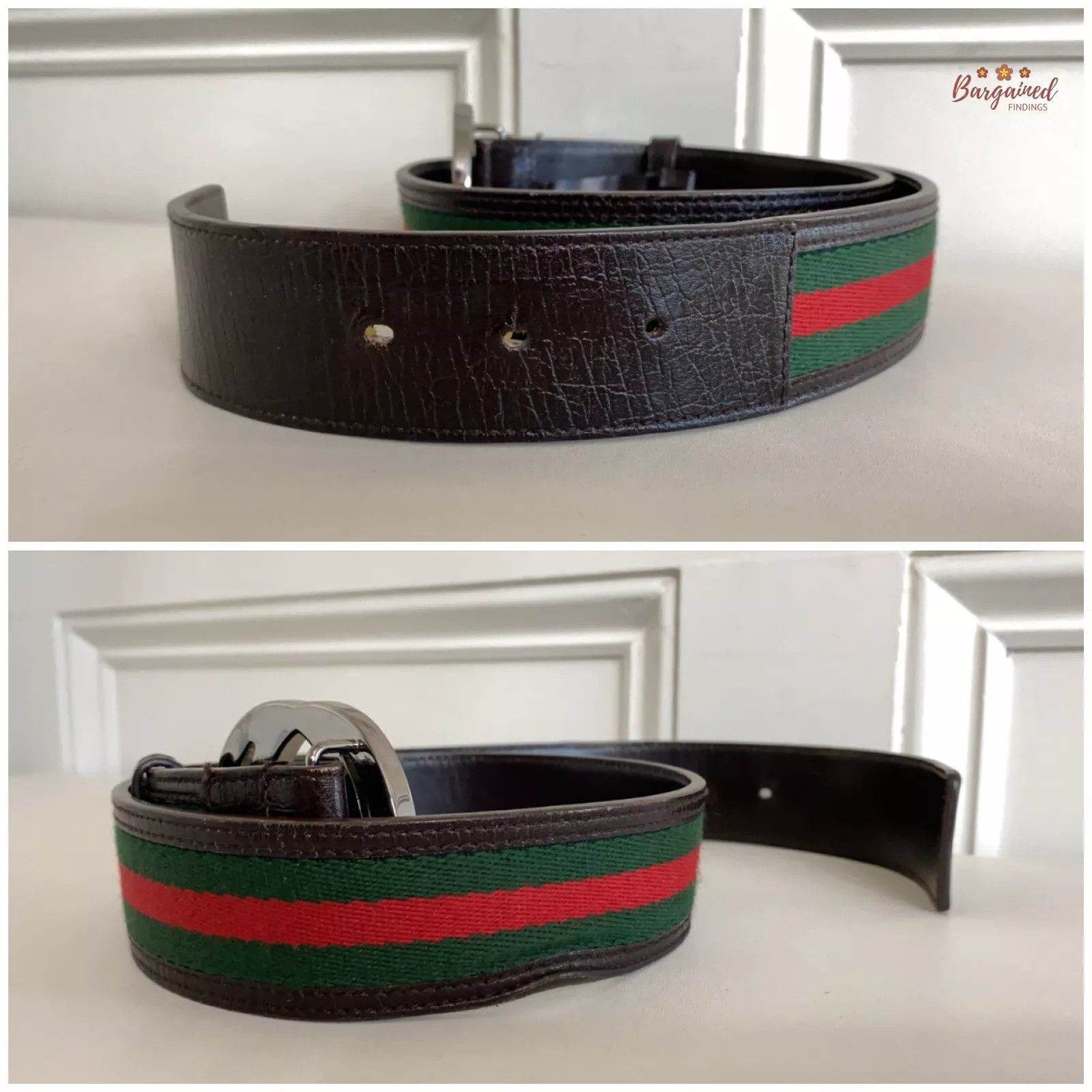 Gucci Gucci Web Green/Red Canvas Silver Interlocking G Buckle Belt Size 30 - 4 Thumbnail