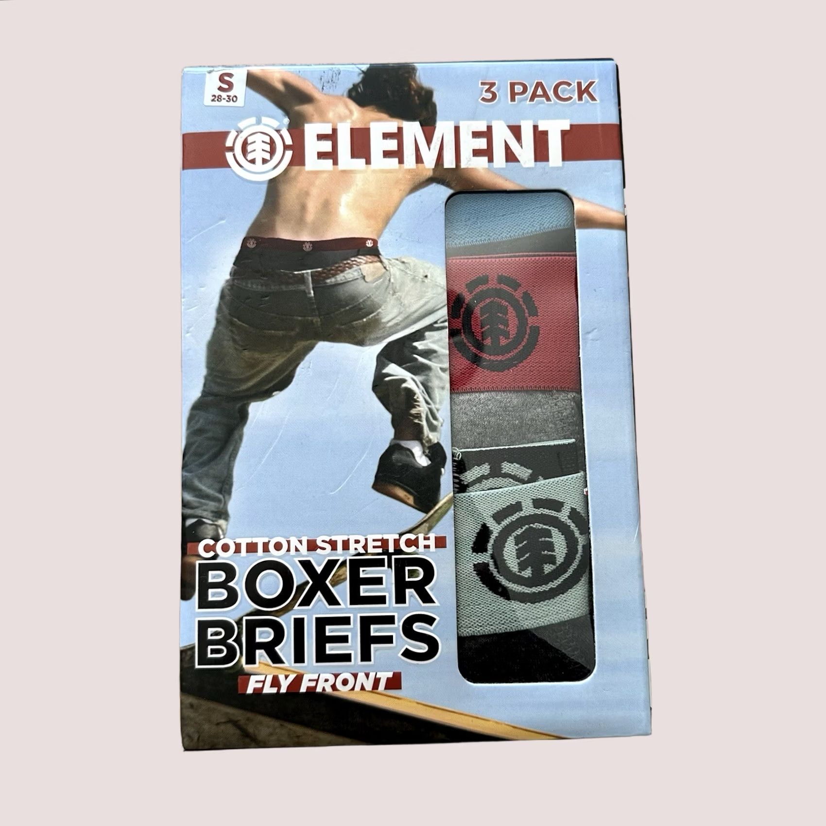 Element ELEMENT Boxer Briefs 3 Pack Mens Size S Fly Front Cotton Stretch Underwear Multicolor 95% Polyester 5% Spandex 28-30" 3 Piece Size 36R - 1 Thumbnail