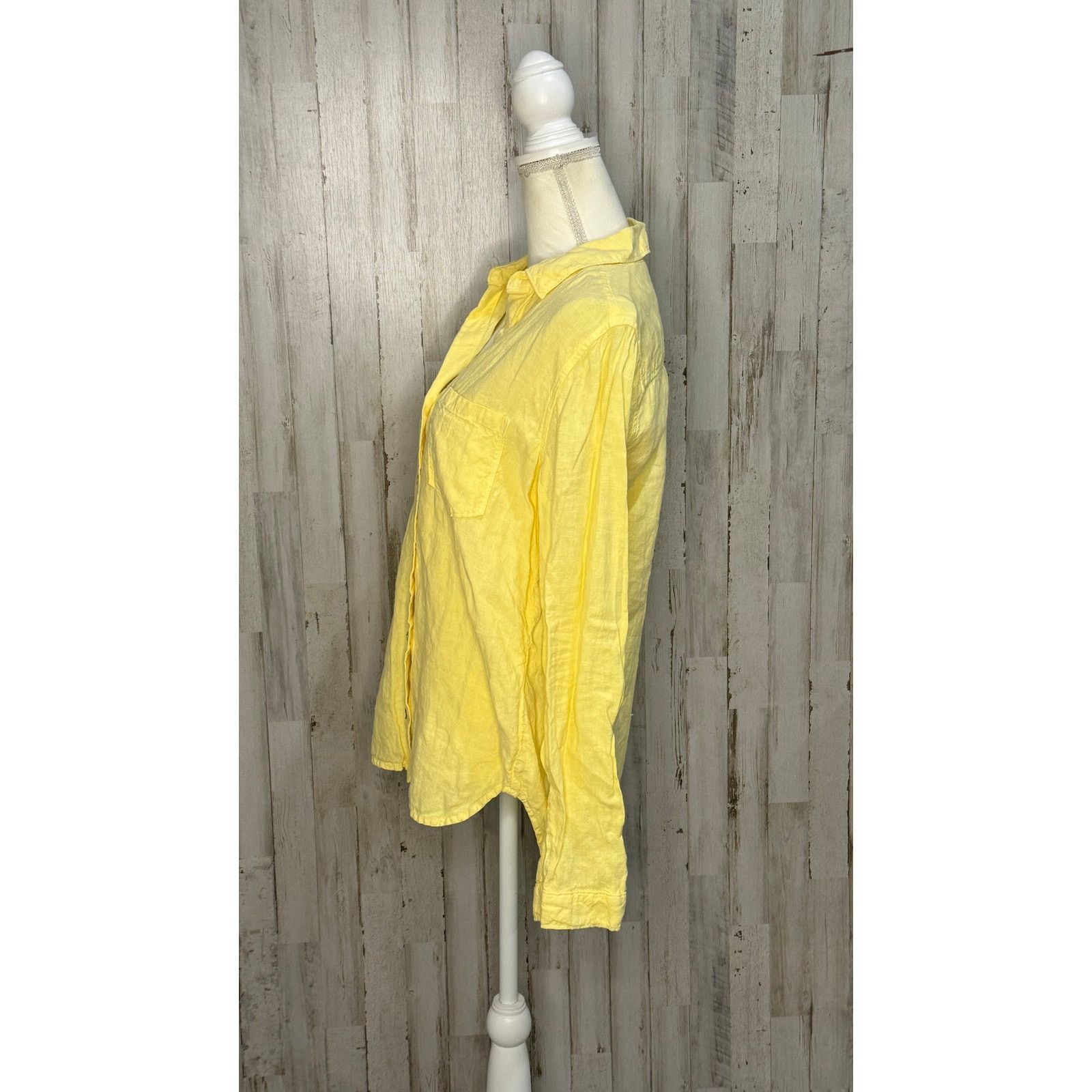 Anthropologie Cloth & Stone Women's Yellow Linen Button-Up Shirt Small Size S / US 4 / IT 40 - 3 Thumbnail