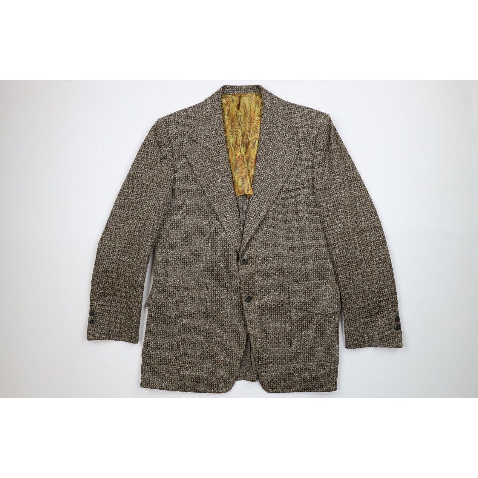 Vintage Vintage 70s Streetwear Distressed 2 Piece Knit Suit Wedding Size 42R - 2 Thumbnail