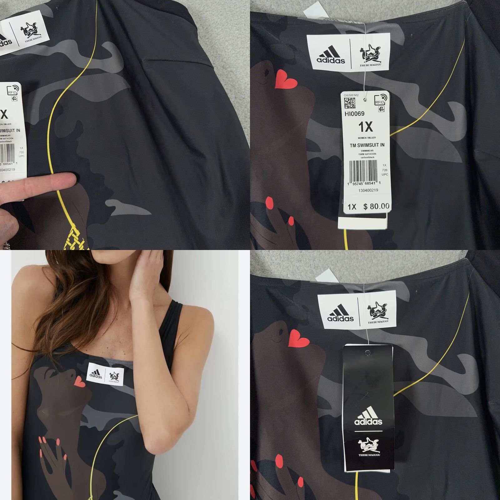 Adidas Adidas Thebe Magugu Swimsuit Womens 1X One Piece EcoNyl Graphic READ Size ONE SIZE - 8 Thumbnail