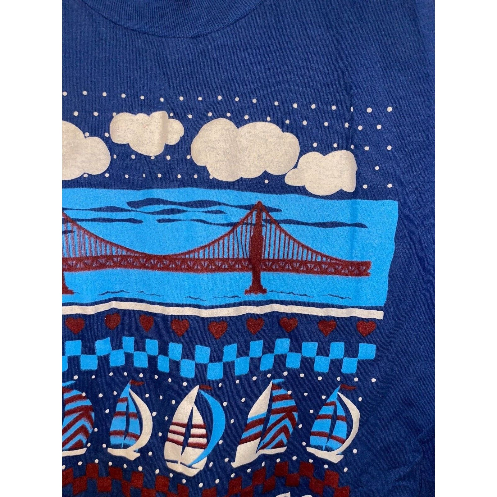 Other Vintage San Francisco Shirt Bridge Boat City Blue Tee 80s M Size US M / EU 48-50 / 2 - 3 Thumbnail