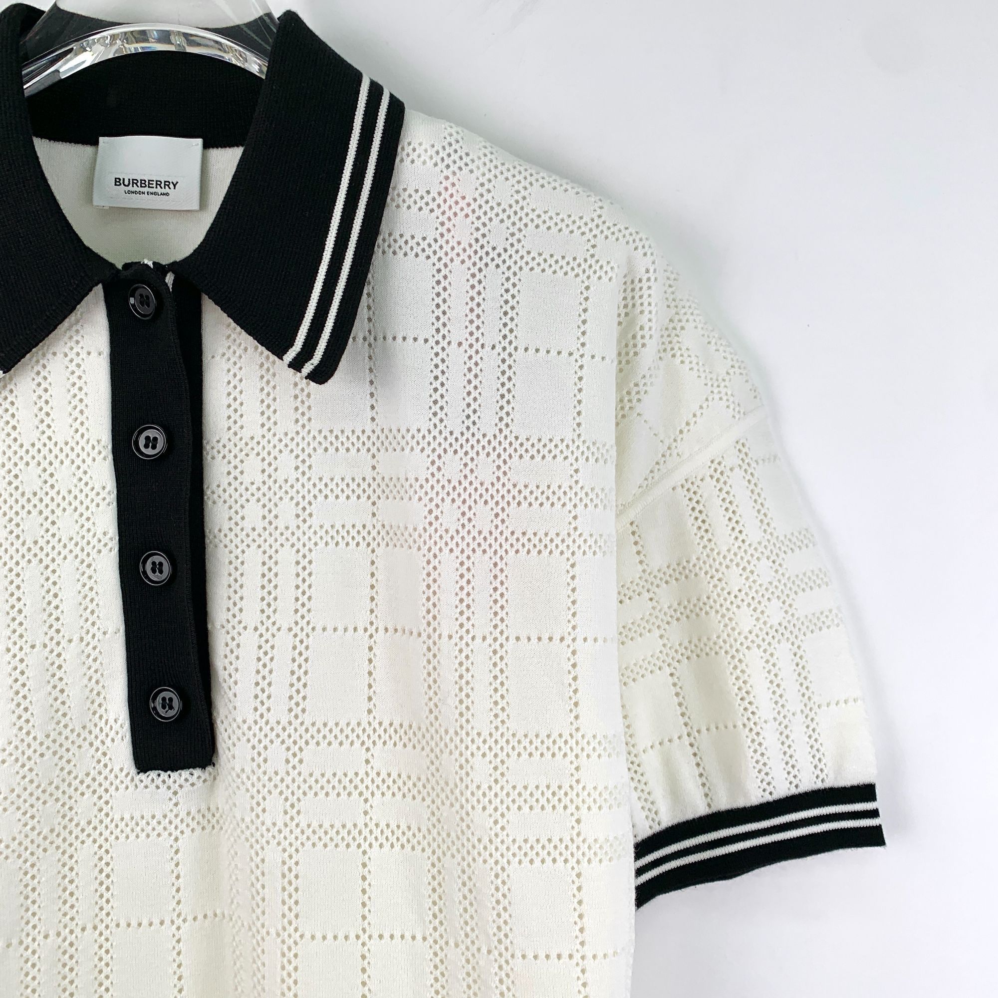 Burberry Burberry Beige Checkered Hollow Cotton Short-Sleeved Polo Dr Size S / US 4 / IT 40 - 7 Thumbnail