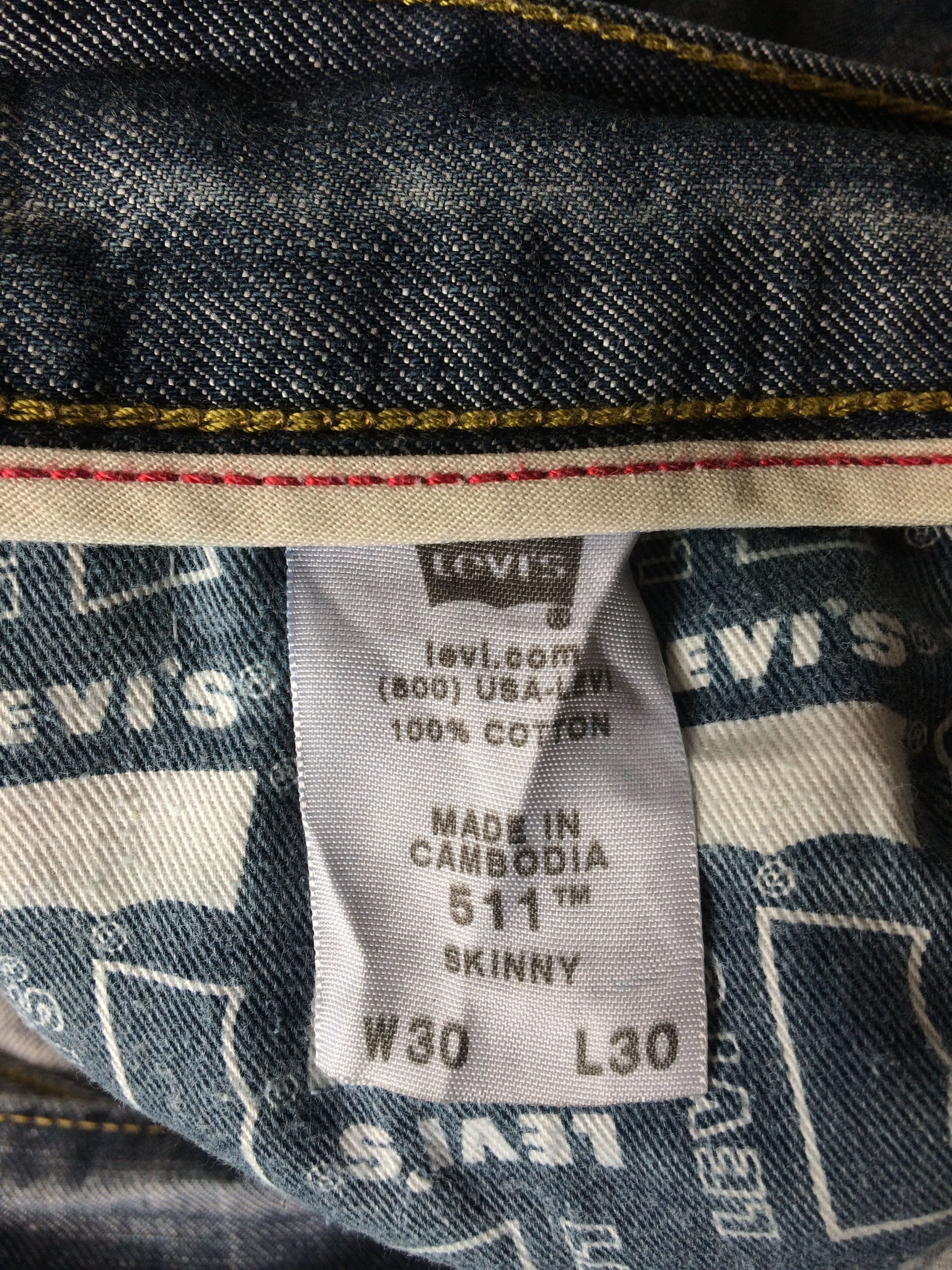 Jean × Unsound Rags Levis 511 Ripped Butt Skinny Jeans D-756 Size 30" / US 8 / IT 44 - 13 Thumbnail