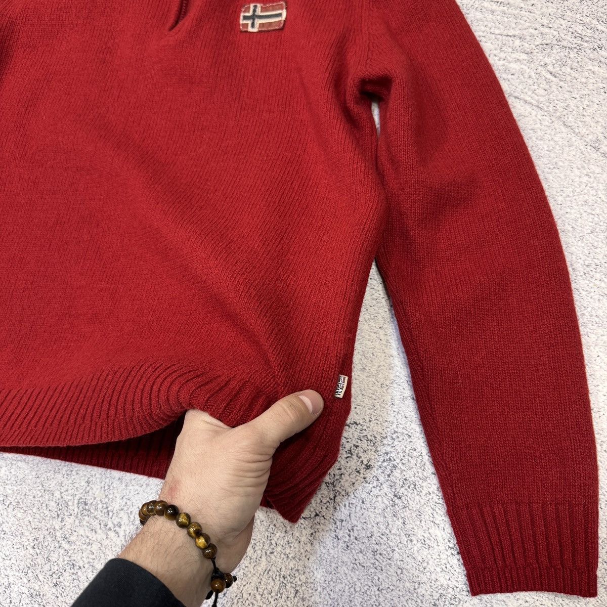 Napapijri Napapijri Wool Blend 1/4 Zip Knit Sweater Red L size Size US L / EU 52-54 / 3 - 5 Thumbnail
