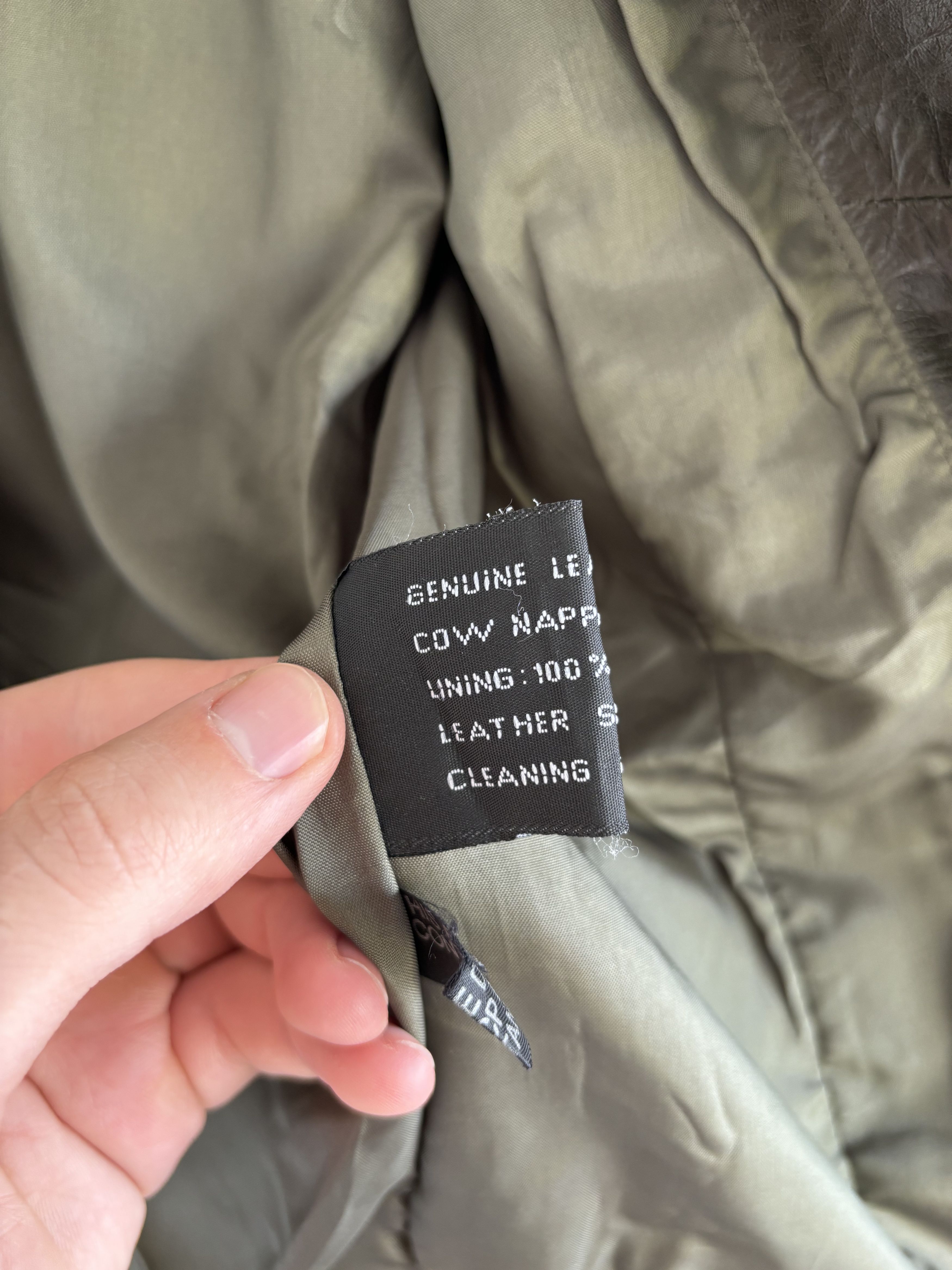 Genuine Leather Womens Olive Cow Nappa Leather Biker Style Rick Owens Jacket Size S / US 4 / IT 40 - 8 Thumbnail