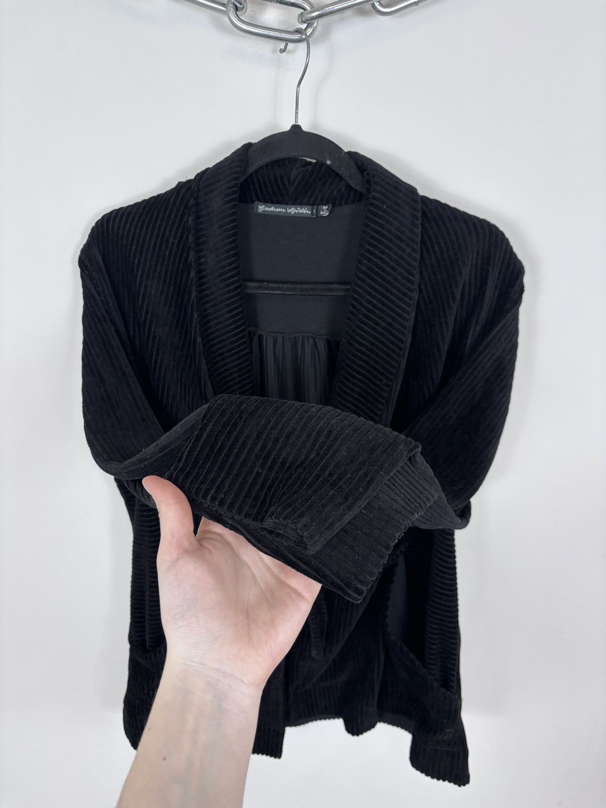 Gudrun Sjoden Gudrun Sjoden Women’s Black Velour Knit Cardigan Sweater Size M / US 6-8 / IT 42-44 - 11 Thumbnail