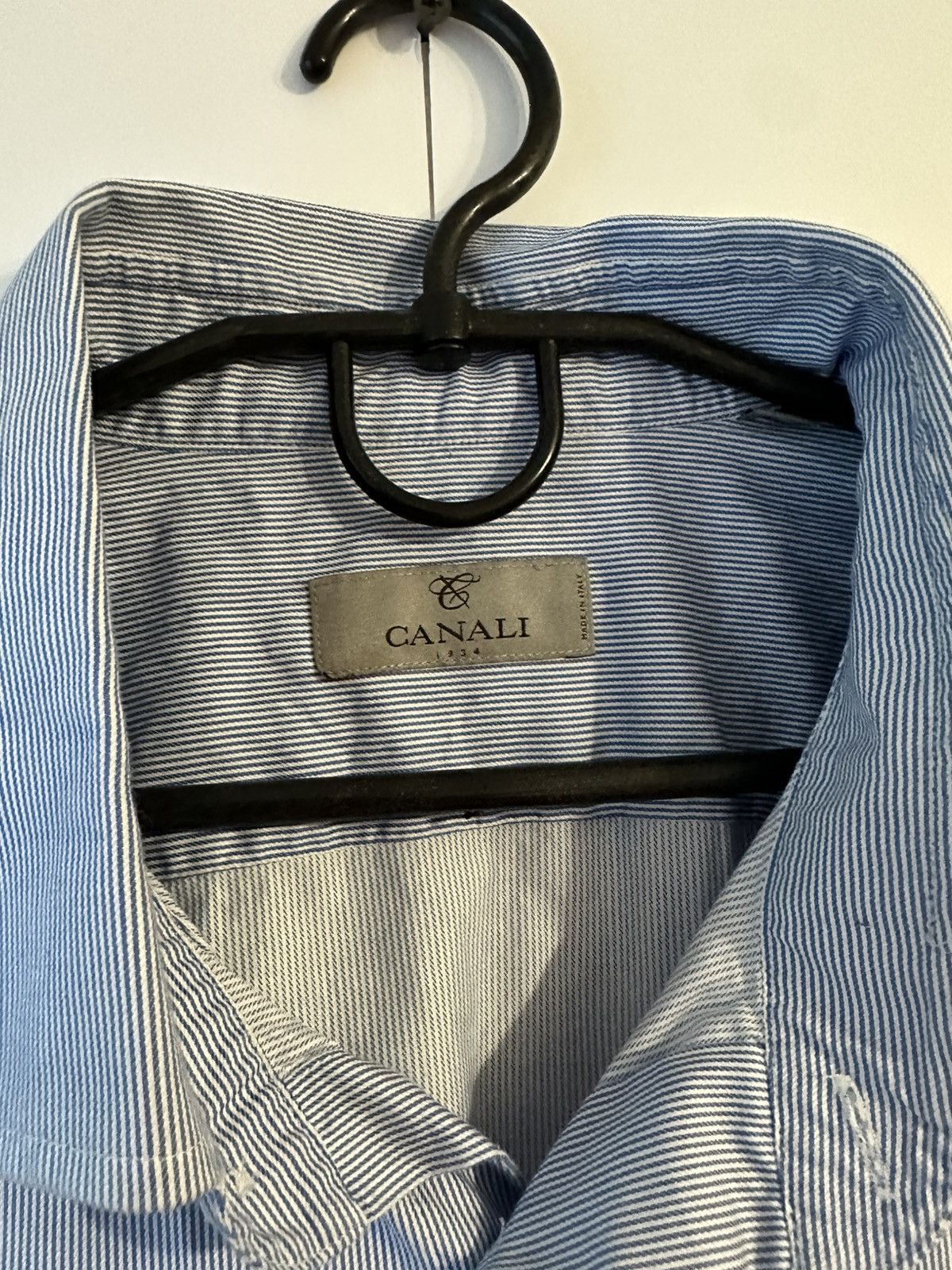 Canali Canali Luxury Striped Cotton Long Sleeve Shirt Made in Italy Size US XL / EU 56 / 4 - 7 Thumbnail