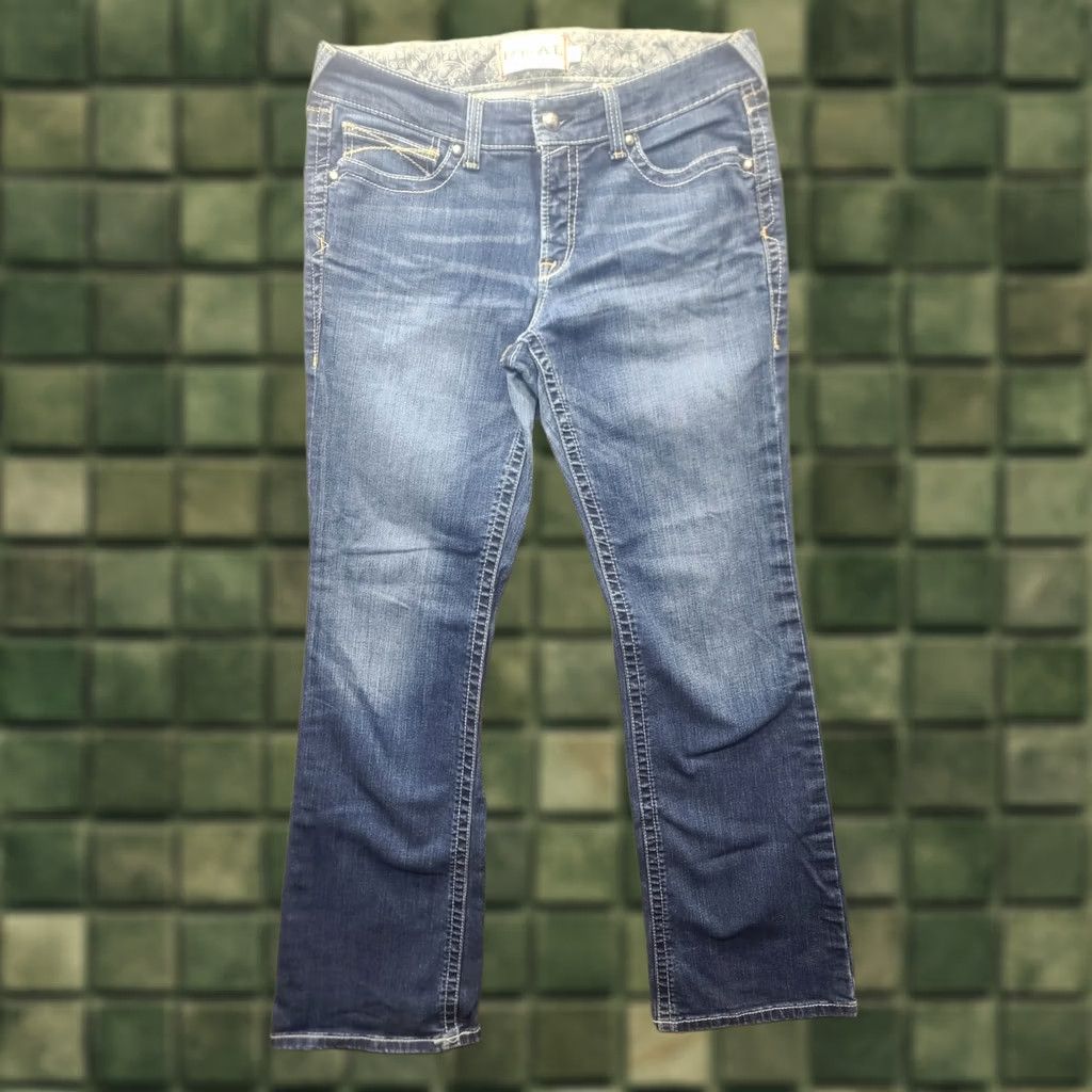 Ariat Ariat REAL Denim Jeans Womens 32x33 Regular Bootcut Stretch Distressed Blue Jeans Regular Fit Cowboy Horse Rodeo Cowgirl Mens Girls Size 24" / US 00 / IT 34 - 1 Thumbnail
