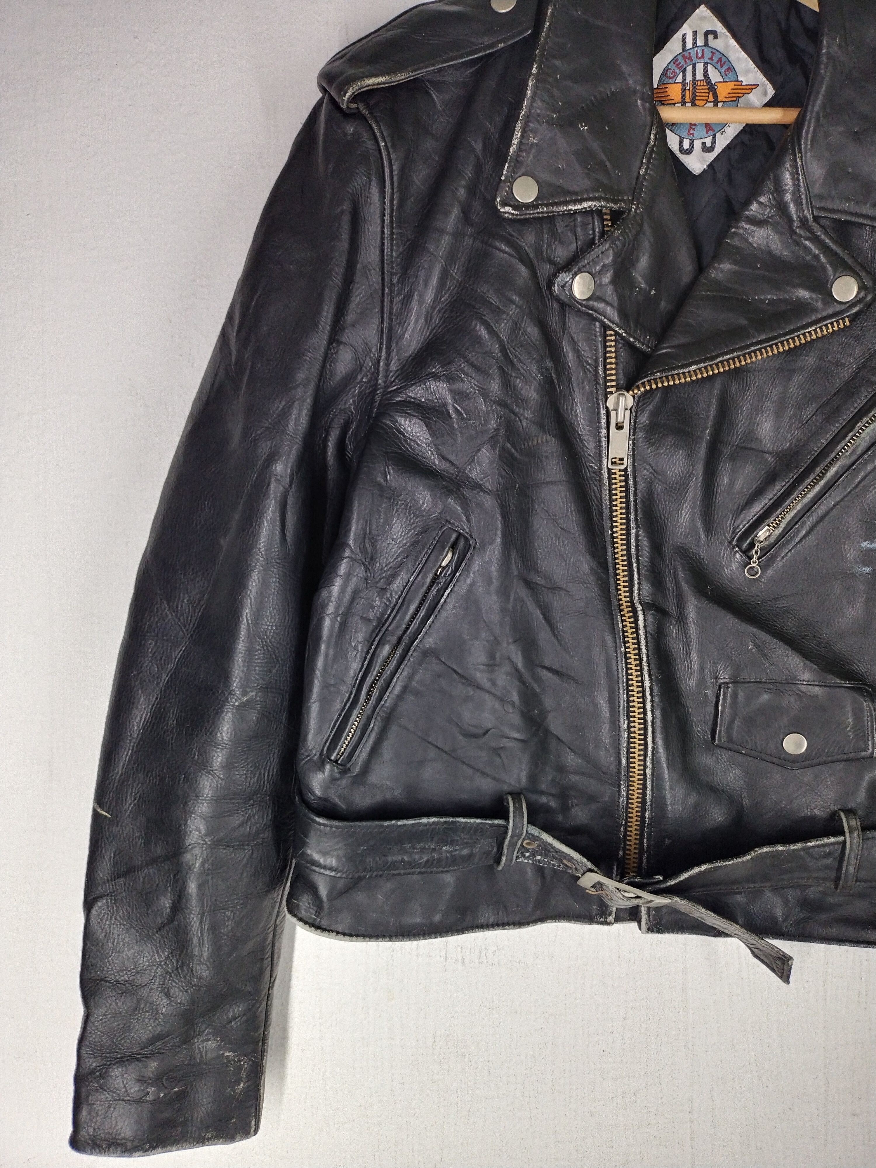 Genuine Leather Vintage Genuine Wear Double Leather Motorcycle Jacket Rare Size US M / EU 48-50 / 2 - 8 Thumbnail