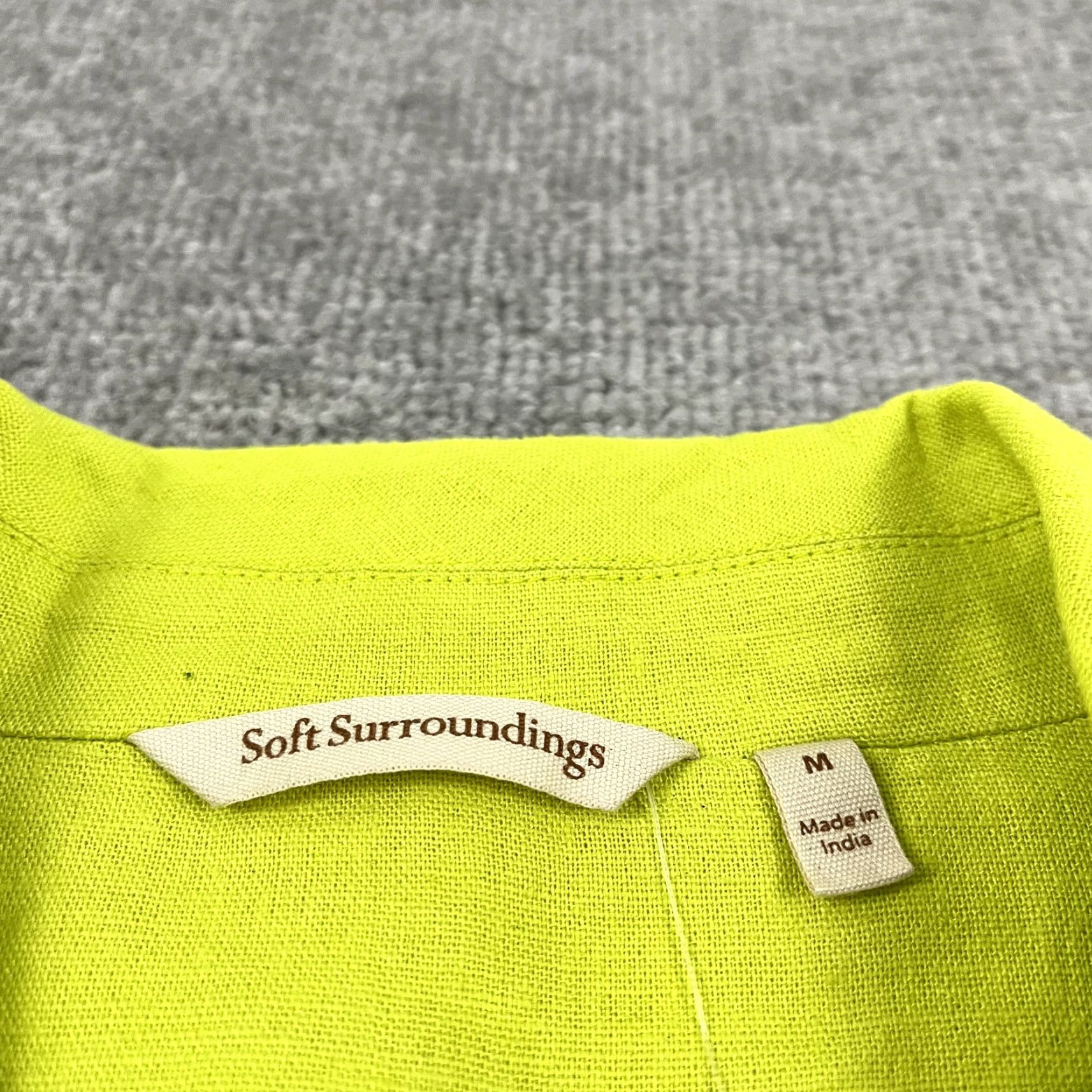 Soft Surroundings SOFT SURROUNDINGS Boyfriend Blazer Womens Medium 10/12 Lime Green Linen Blend Casual Business Size M / US 6-8 / IT 42-44 - 3 Thumbnail