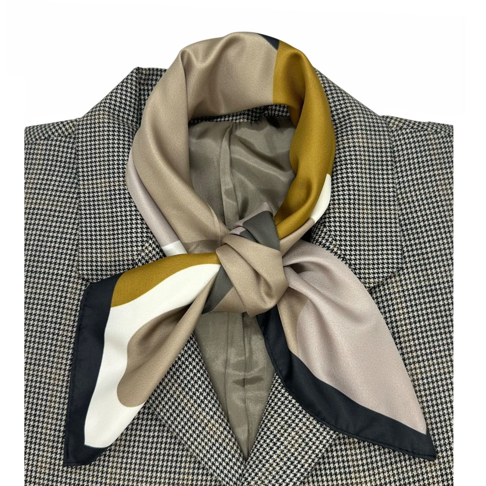 Other ✨ Elegant Bandana Square Scarf Silky Satin Abstract Geometri Size ONE SIZE - 1 Thumbnail