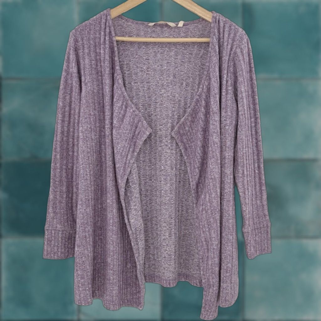 Soft Surroundings Soft Surroundings Cardigan Woman XS Round Neck Long Sleeve Solid Knit Open Boho Bohemian Purple" Size XS / US 0-2 / IT 36-38 - 1 Thumbnail