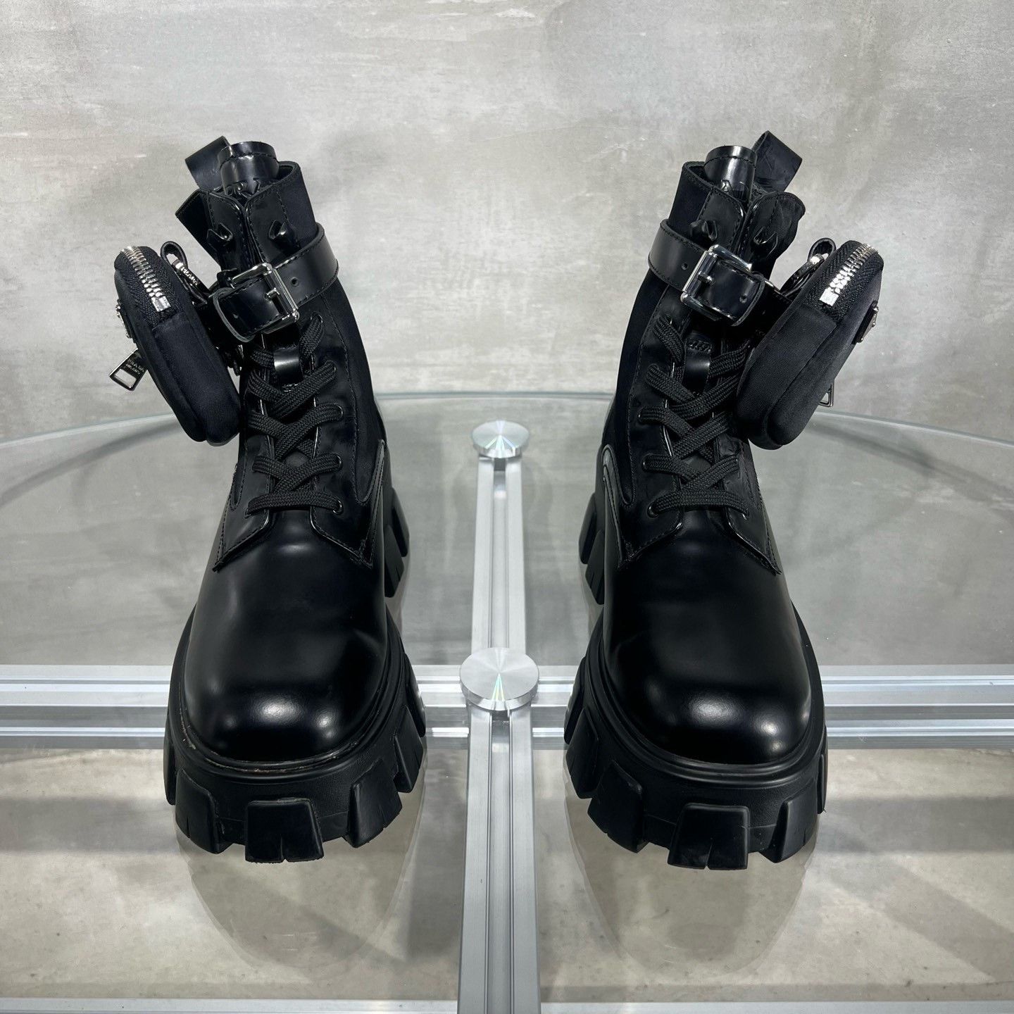 Prada PRADA Monolith Patent Leather Black Boots Size US 6 / IT 36 - 1 Thumbnail