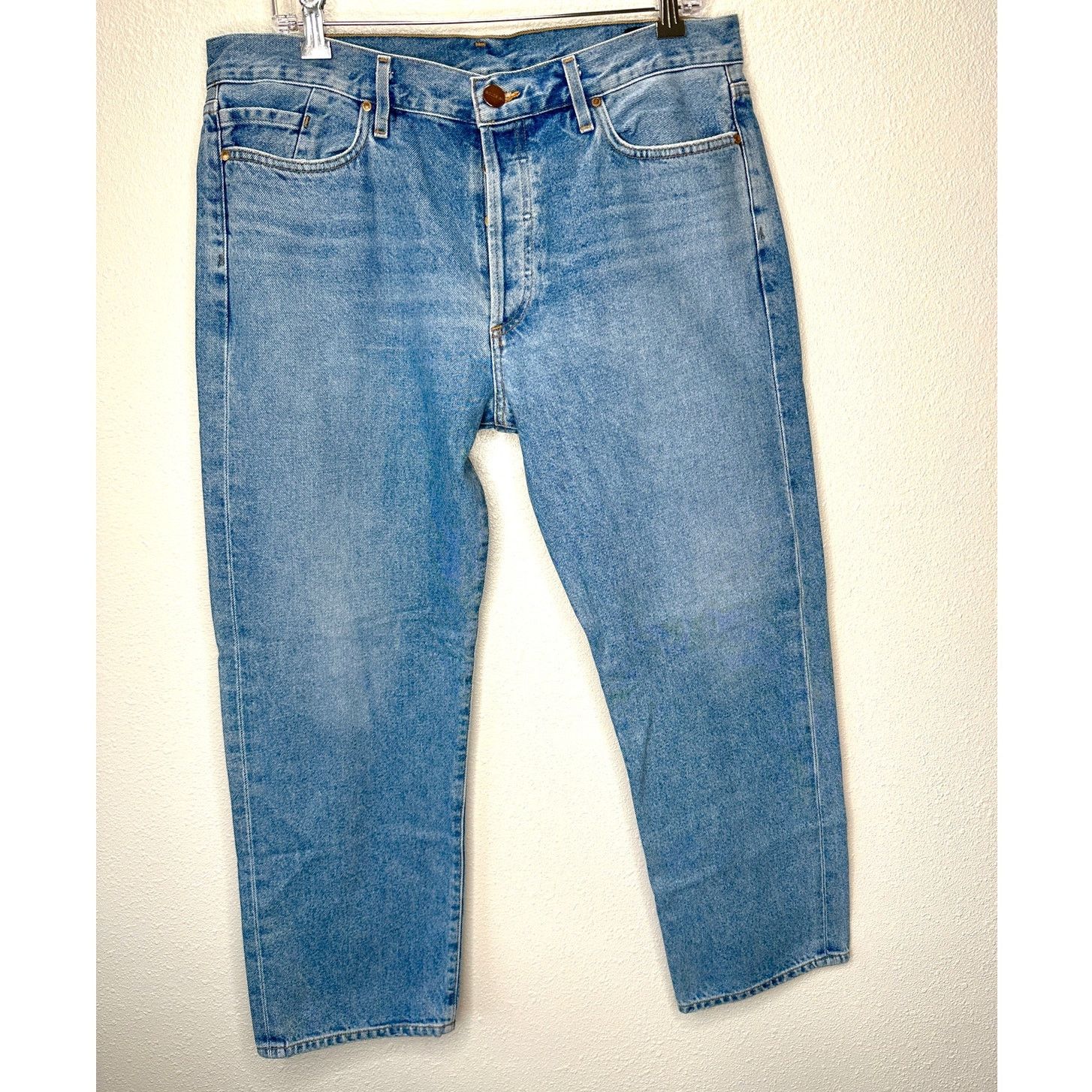 GOLDSIGN Goldsign Med Lt Wash Straight Leg Button Fly Denim Jeans 31 Size 31" - 1 Thumbnail