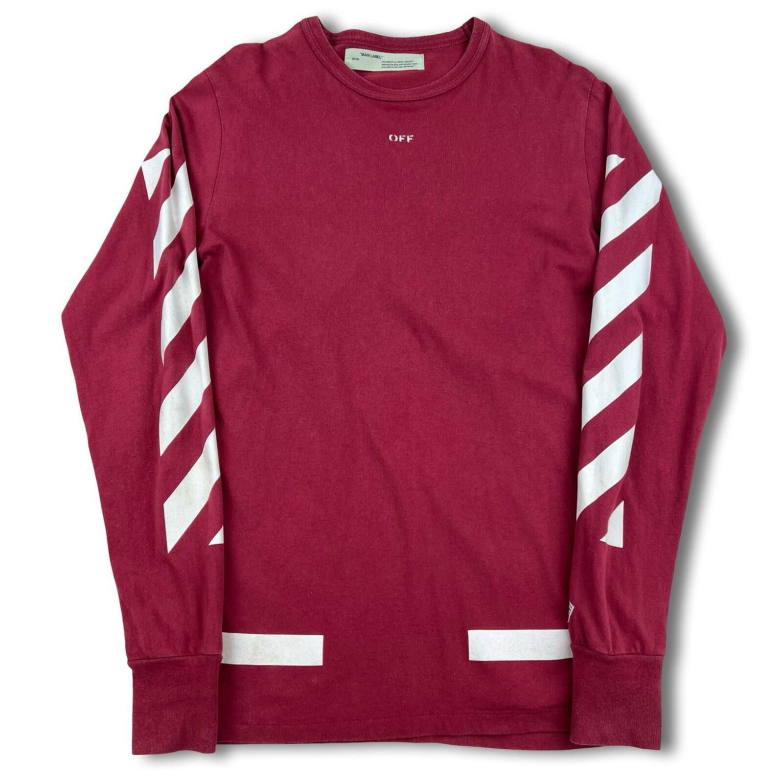 Off-White Off-White Burgundy Arrows Long Sleeve T Shirt Size US S / EU 44-46 / 1 - 3 Thumbnail