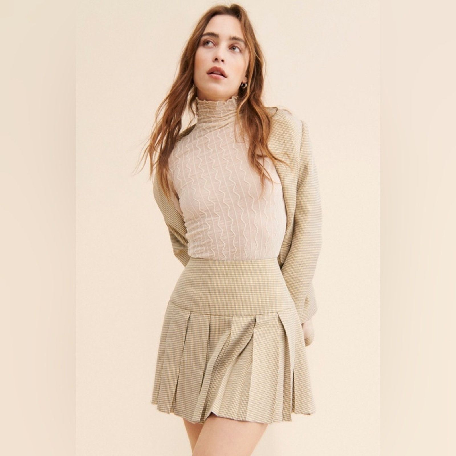 Free People 🤎Mare Mare School Girl Skirt Brown Plaid XL 🤎 (Item #052) Size 34" / US 12 / IT 48 - 3 Thumbnail