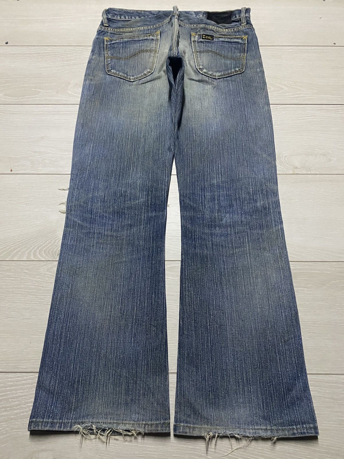 Lee × Number (N)ine Vintage Lee Mud Wash Distressed Patches Flare Jeans Size US 31 - 2 Thumbnail