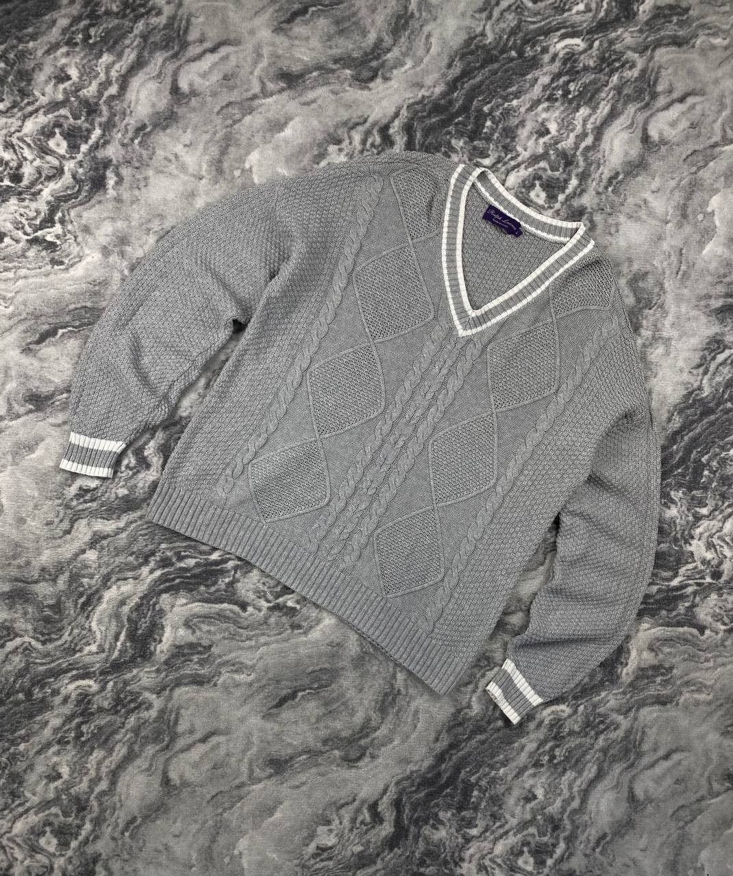 Ralph Lauren Purple Label Ralph Lauren Purple Label V Neck Cable Knit Silk Sweater Size US L / EU 52-54 / 3 - 1 Thumbnail