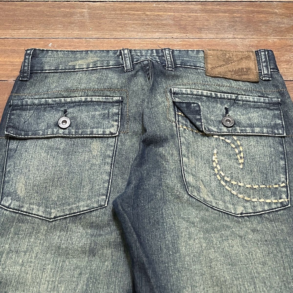14th Addiction Rare Vintage Brand Ehaoxiang Tactical Flared Jeans 2000s Size US 28 / EU 44 - 4 Thumbnail
