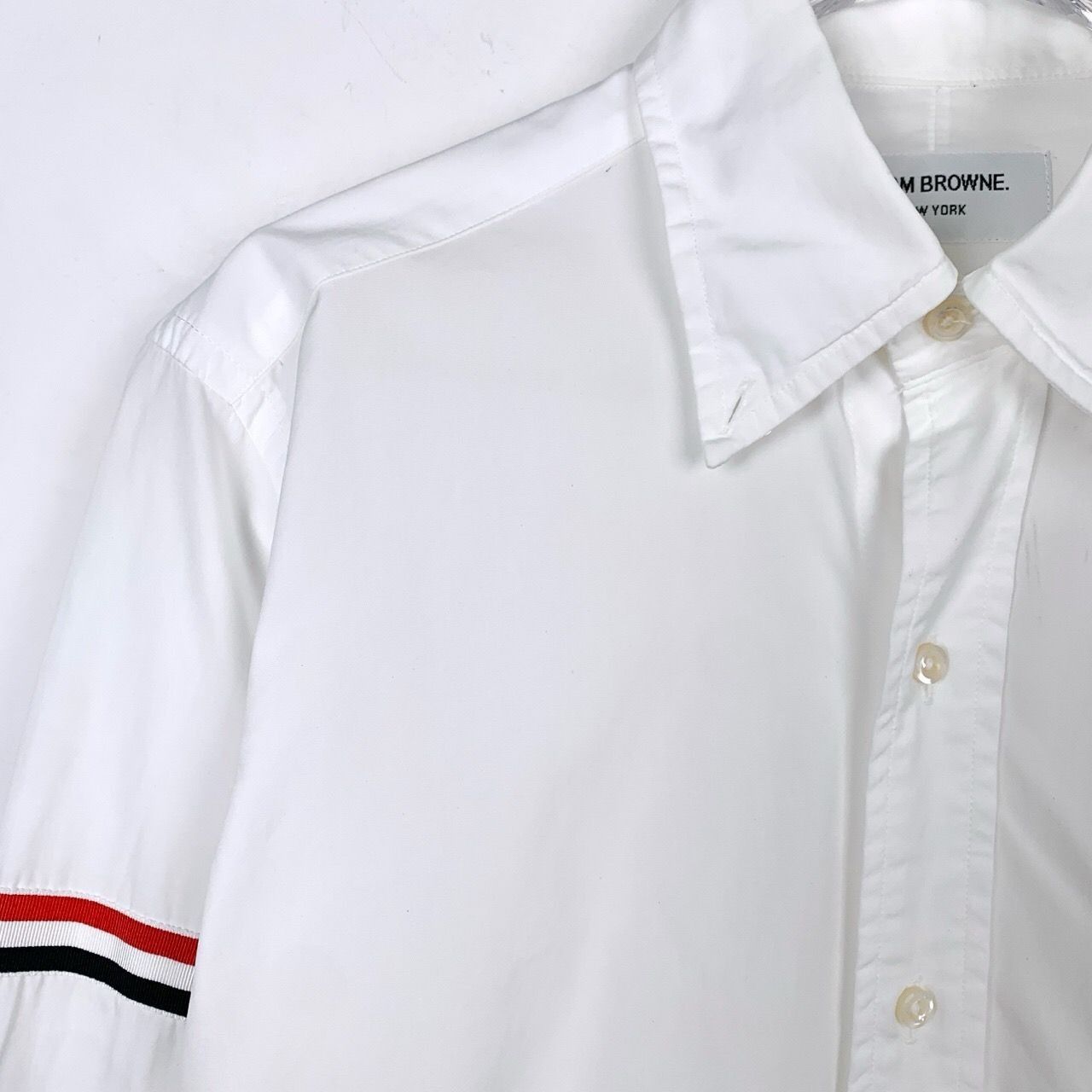 Thom Browne Thom Browne White Cotton Long-Sleeve Shirt W/ Red & Black Ar Size S / US 4 / IT 40 - 7 Thumbnail