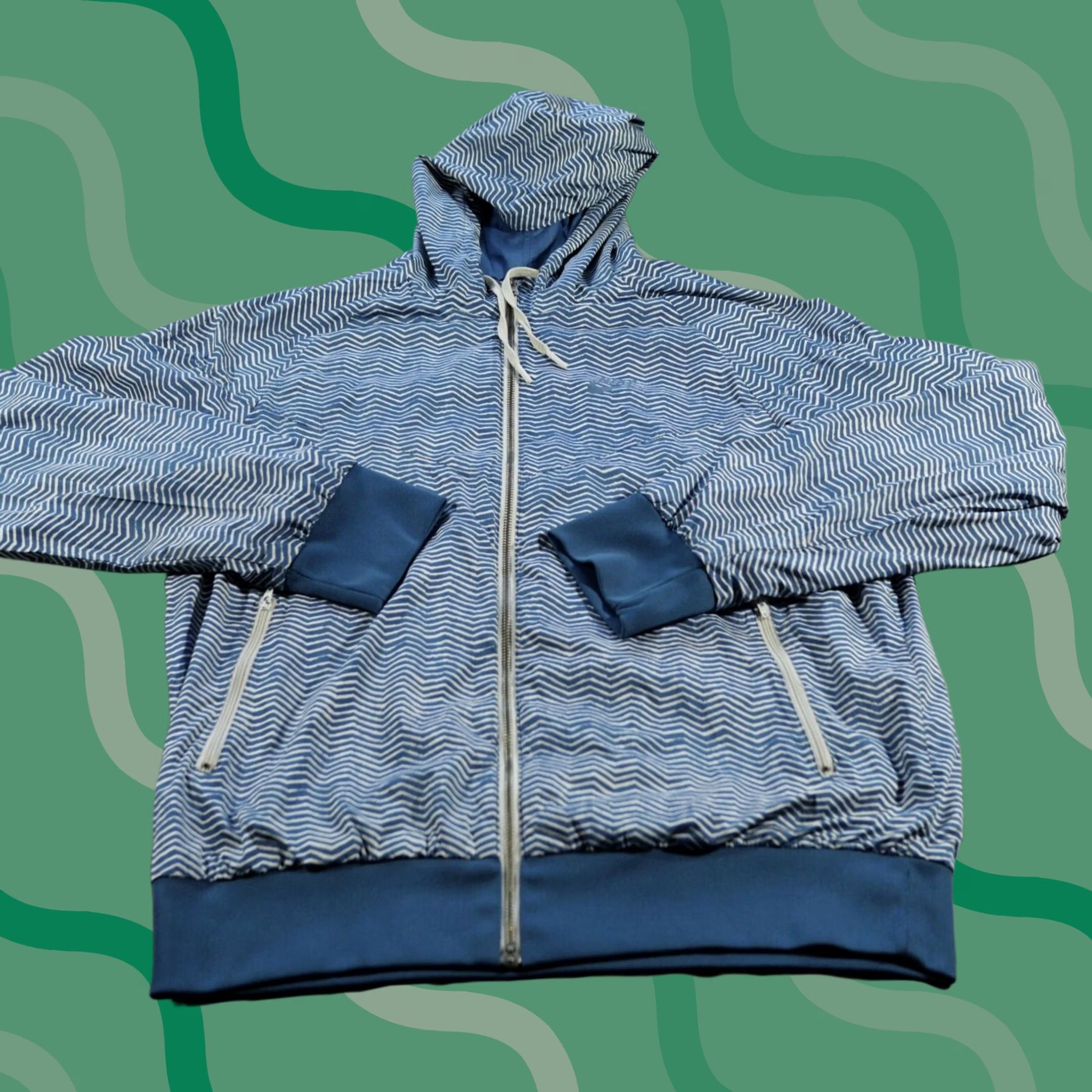 Nike Nike Jacket Mens L Blue White Windbreaker Geometric Hooded Size US L / EU 52-54 / 3 - 1 Thumbnail