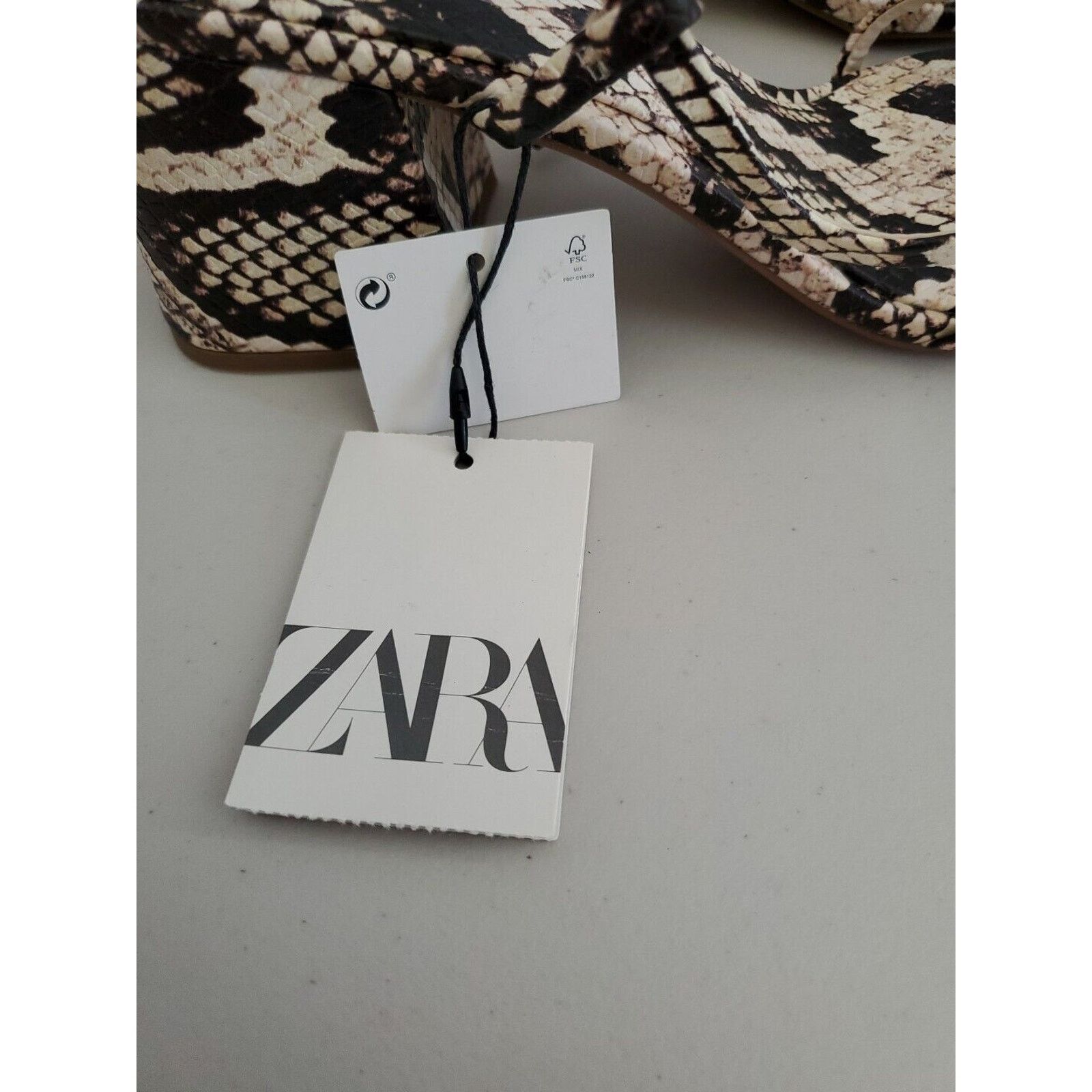 Zara Zara Sandals Women 8 EUR 39 Snake Print Square Toe Block Size US 8 / IT 38 - 7 Thumbnail