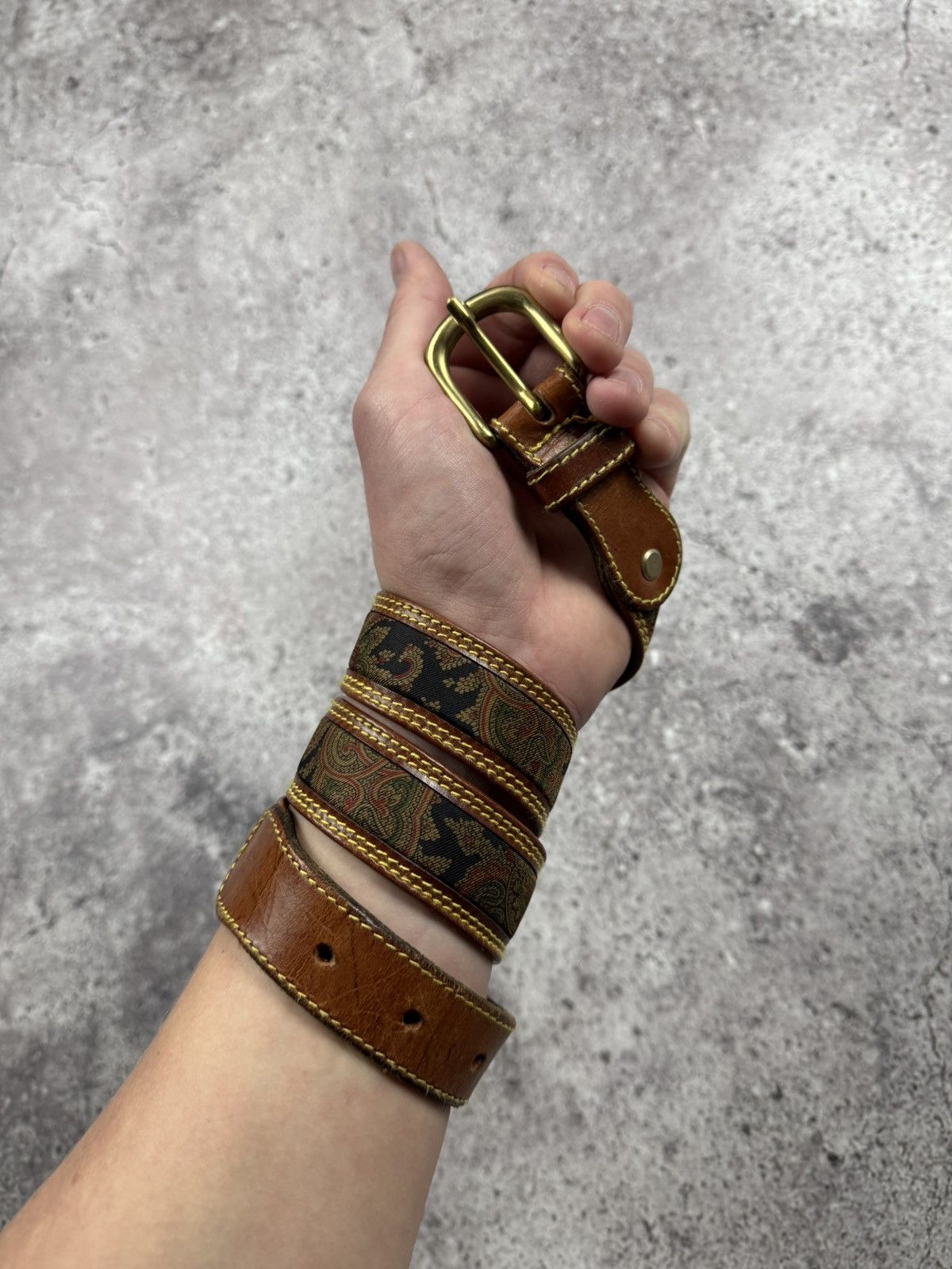 Japanese Brand 00’s NUMBER NINE STYLE WESTERN LEATHER RARE Y2K BELT VINTAGE Size 26 - 1 Thumbnail