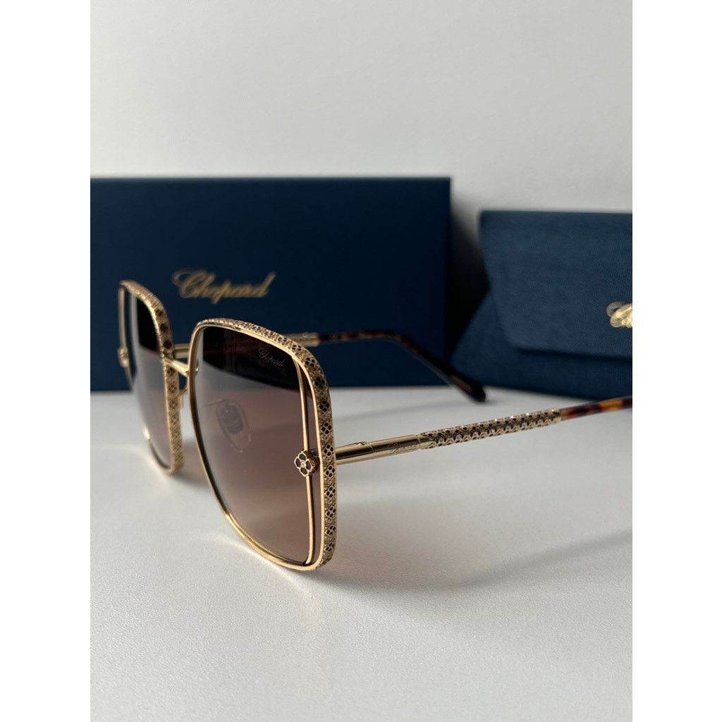 Chopard NEW Chopard SCHG33S Gold Brown Square Sunglasses $1400 Size ONE SIZE - 6 Thumbnail
