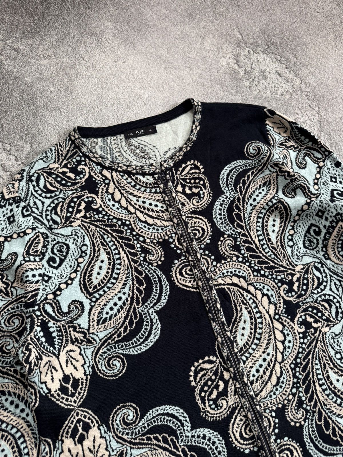 Dale Of Norway × Designer × Moods of Norway Ivko 46size all printed flowers 🌹 Cardigan long sweater zip Size 3XL / US 20-22 - 11 Thumbnail