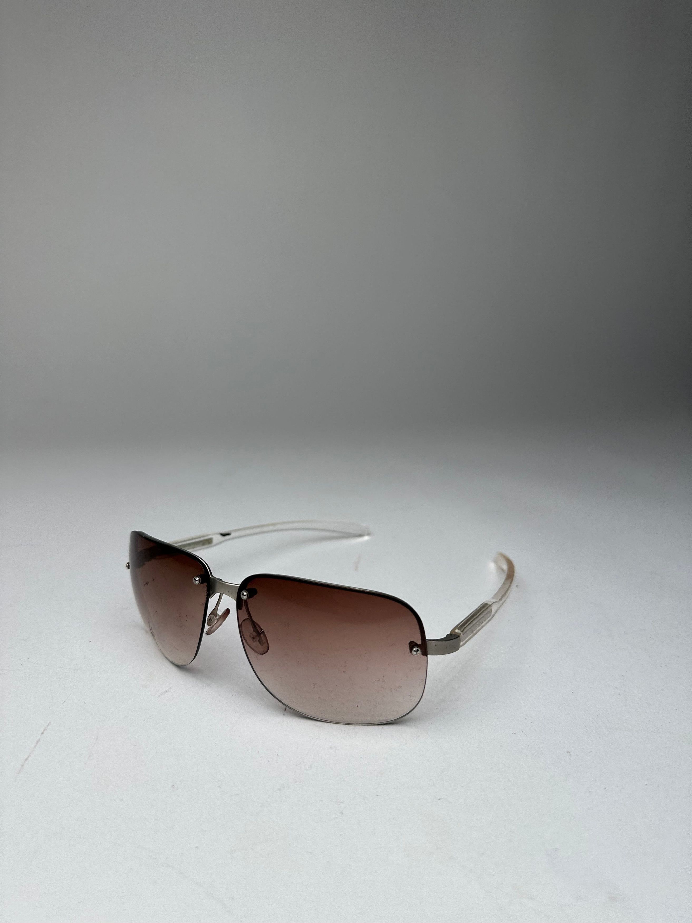 Prada Vintage Transparent Sunglasses Brown White Size ONE SIZE - 1 Thumbnail