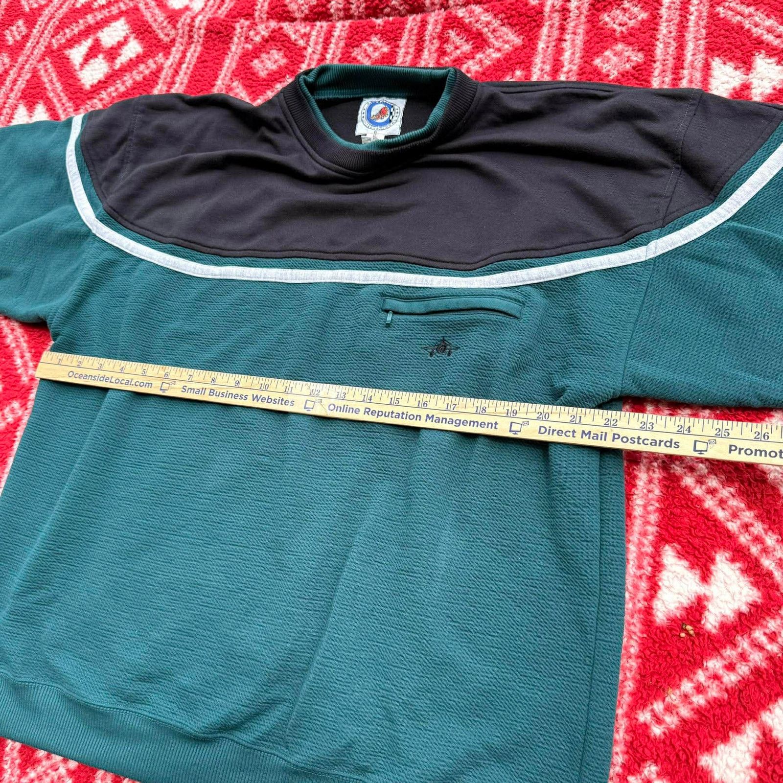 Other Vtg 90s Greenline International Textured Sweatshirt Teal Size US XL / EU 56 / 4 - 4 Thumbnail