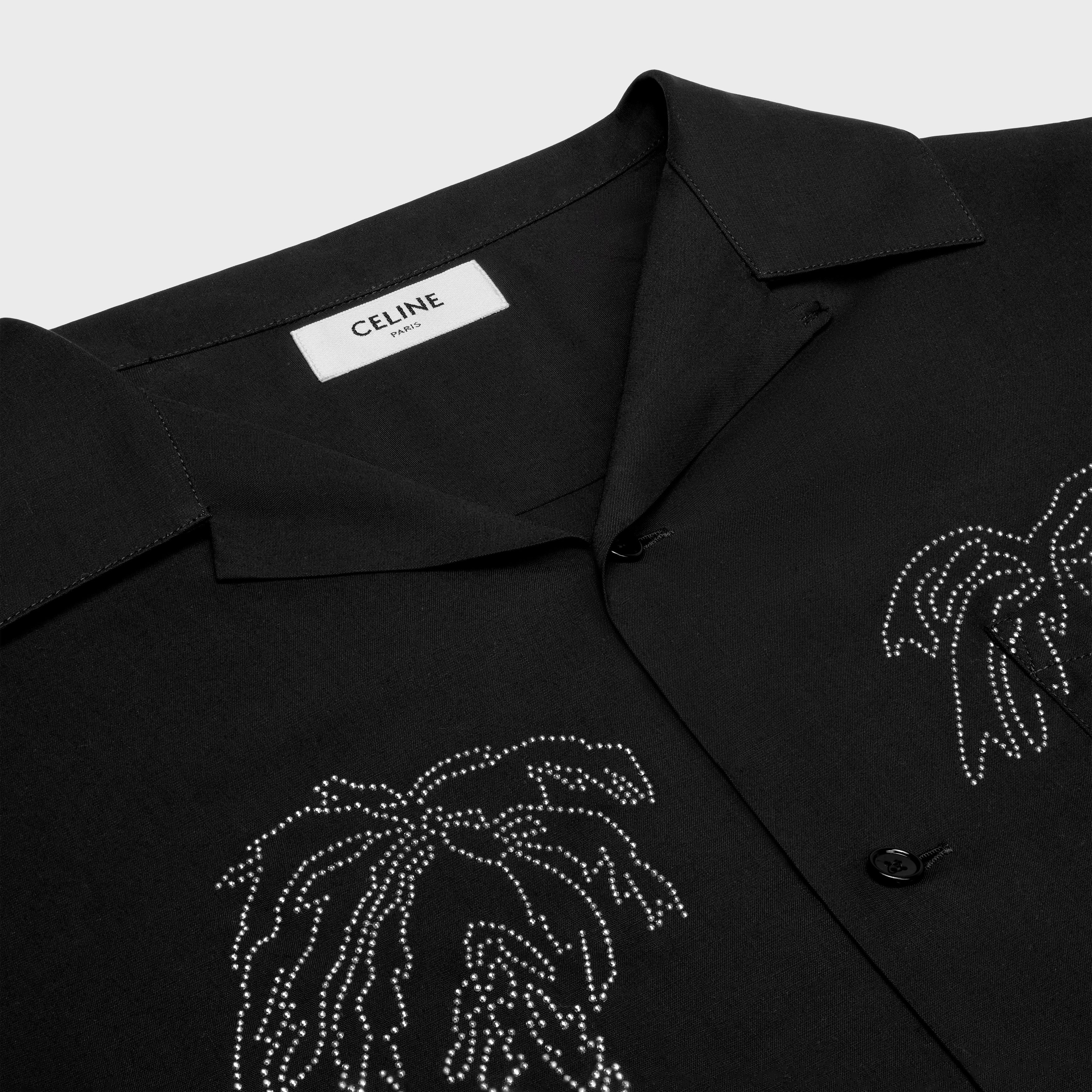 Celine o1bcso1str1124 Embroidered Viscose Hawaiian Shirt in Black Size US S / EU 44-46 / 1 - 3 Thumbnail
