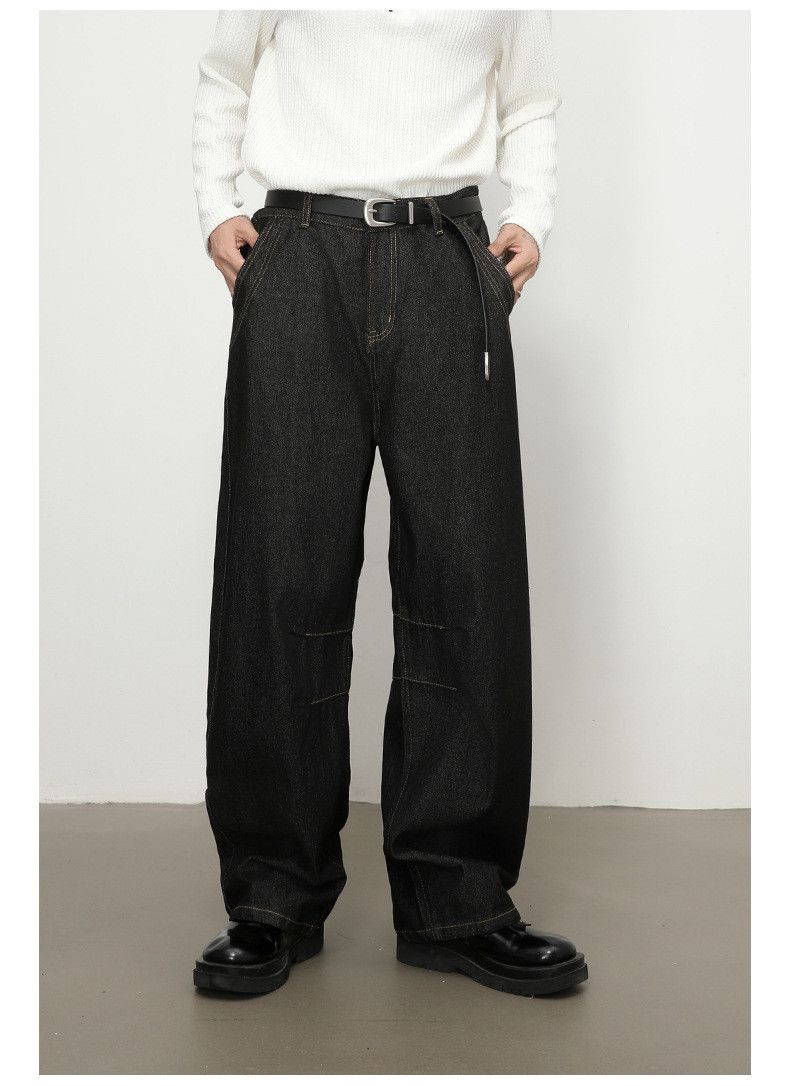 Jean Men's patchwork loose versatile wide-leg curved jeans Size US 32 / EU 48 - 2 Thumbnail