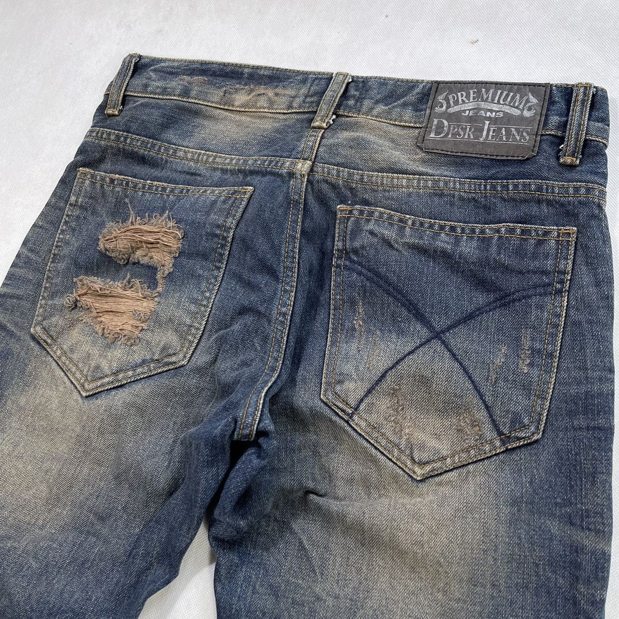 Japanese Brand DPSR Clawmarks Distressed Patchwork Patina Design Jeans Size US 32 / EU 48 - 7 Thumbnail