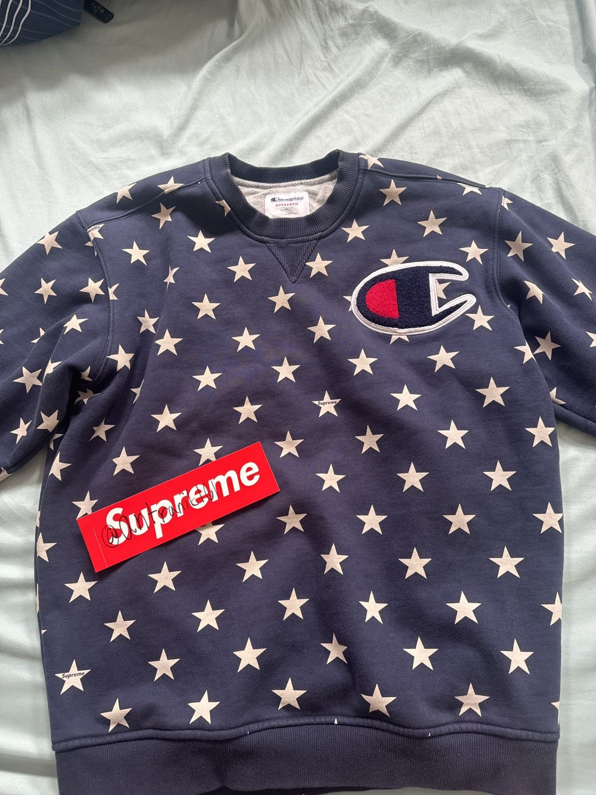 Supreme Supreme x Champion Stars Crewneck Size US L / EU 52-54 / 3 - 3 Thumbnail