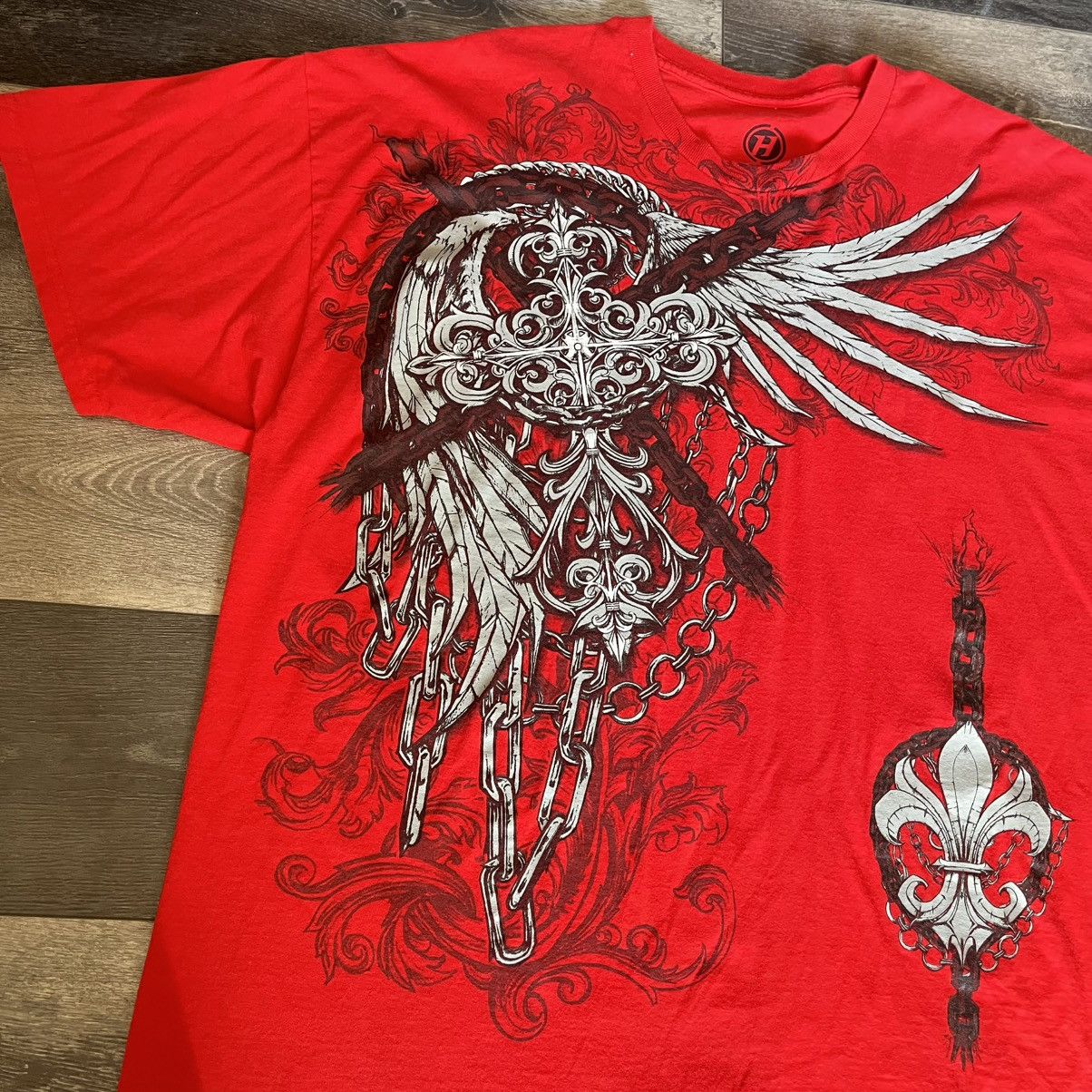 Affliction Vintage 2000s Hybrid Affliction Style Wings Skulls Tee Shirt Size US XXL / EU 58 / 5 - 2 Thumbnail