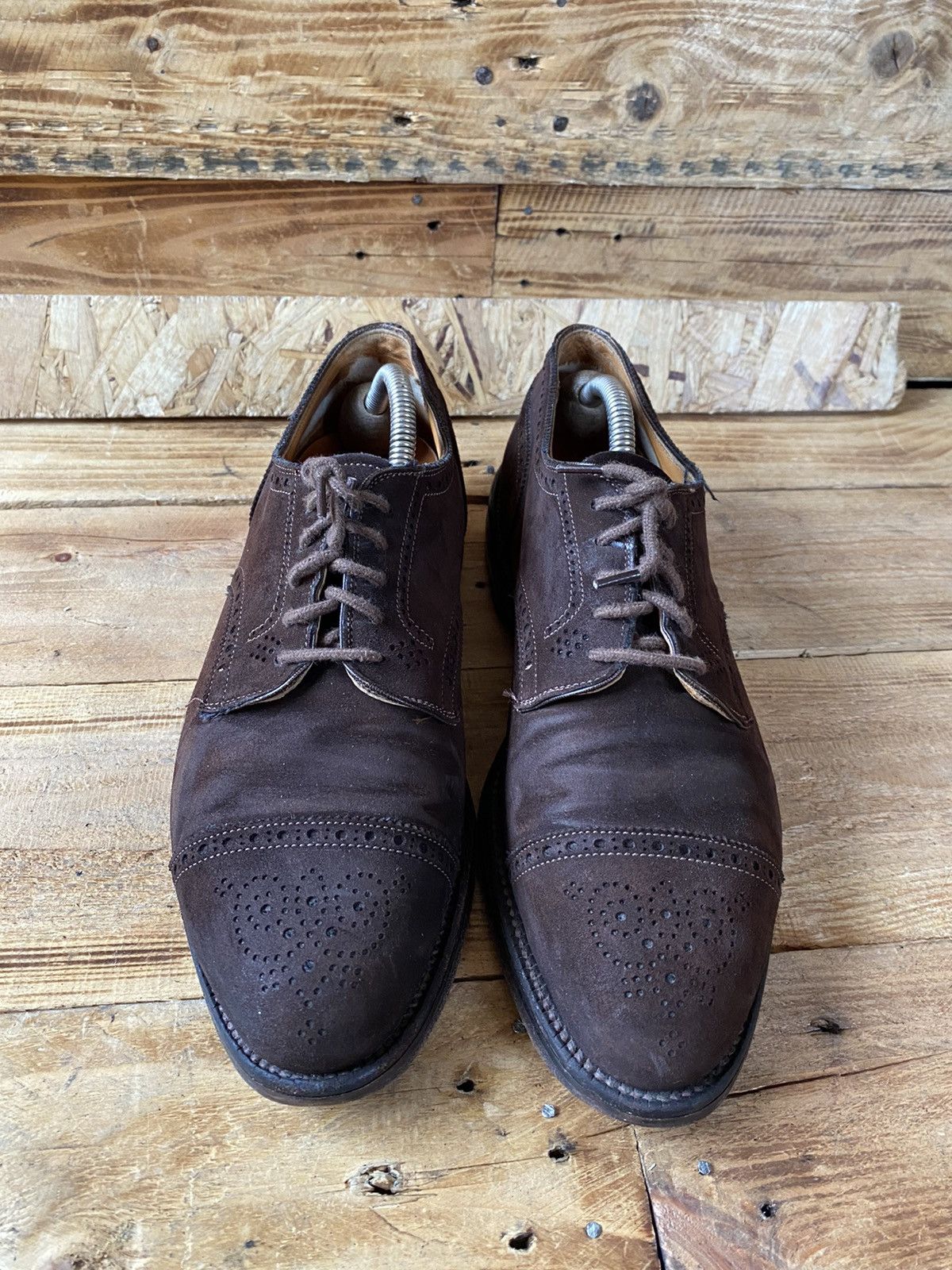 Alden Alden oxford brown suede cap-toe leather shoes sz 8E Size US 8 / EU 41 - 1 Thumbnail