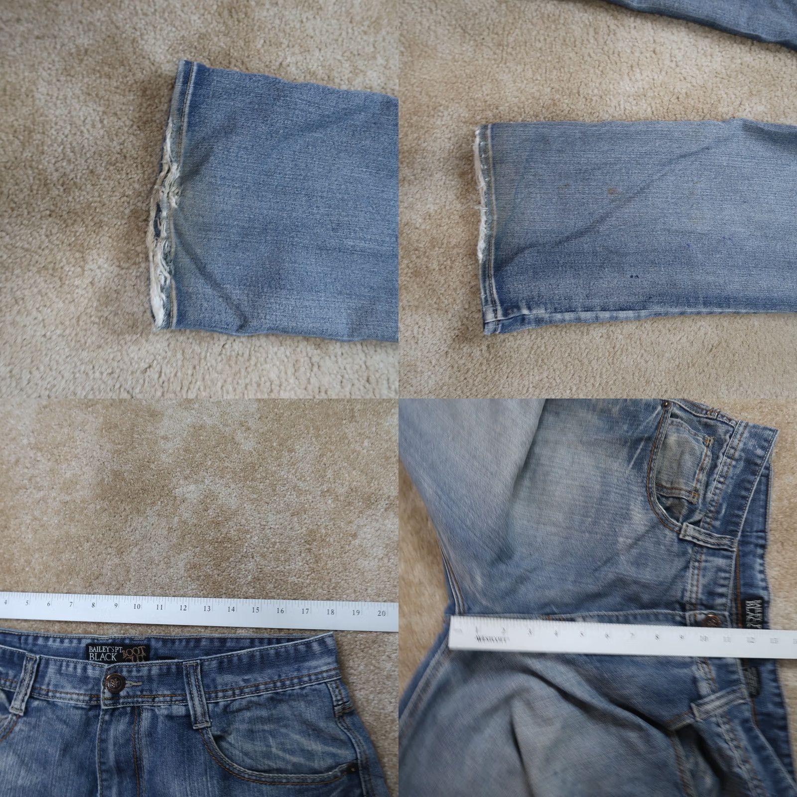 Denime Bailey's Point Bootscut Jeans Men’s 36x30 Denim Blue Distressed 5-Pocket Regular Cotton Bag Shape? Size US 36 / EU 52 - 8 Thumbnail