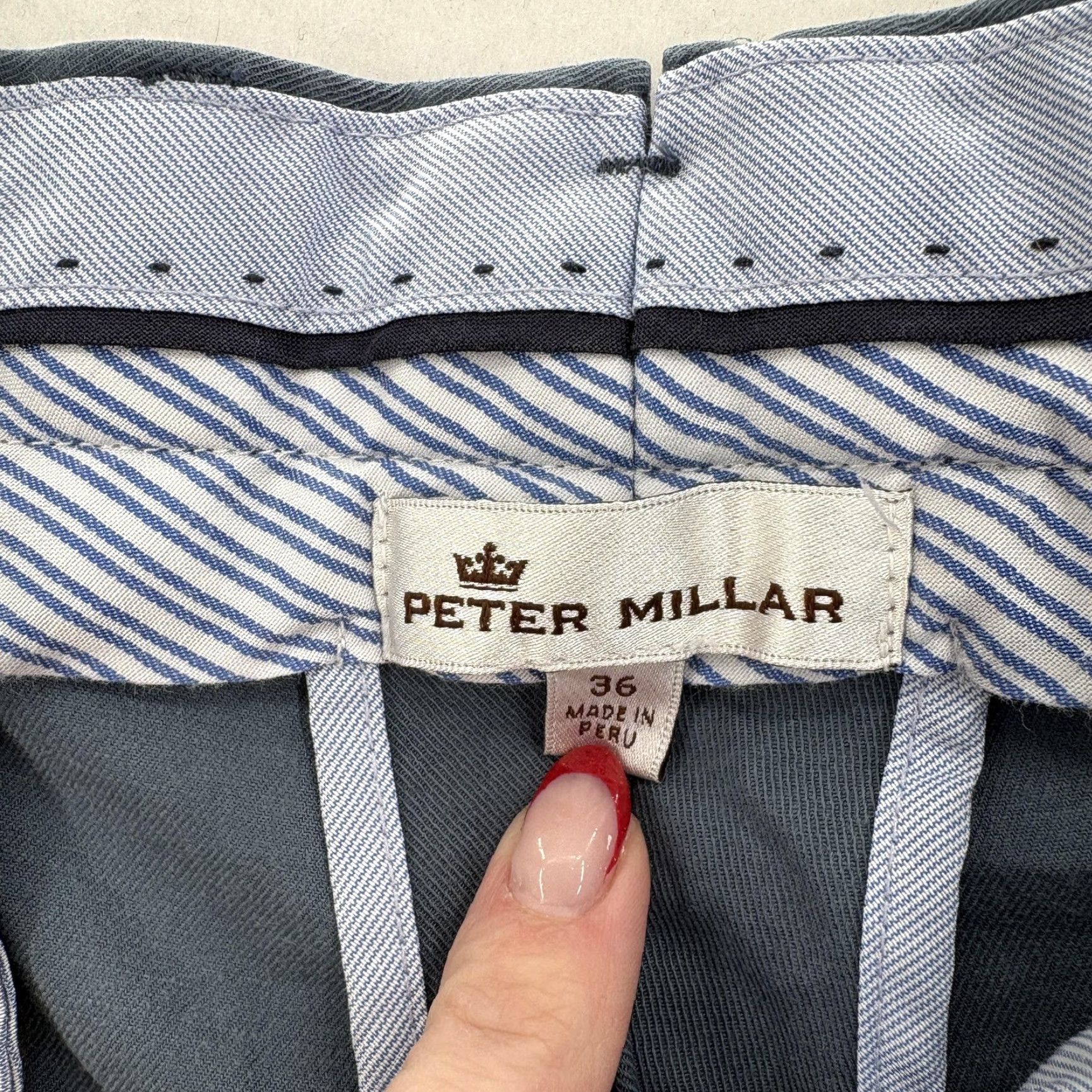 Peter Millar Peter Millar Pants Mens 36x32 Blue Flat Front Chino Slim Straight Leg Preppy Size US 36 / EU 52 - 4 Thumbnail