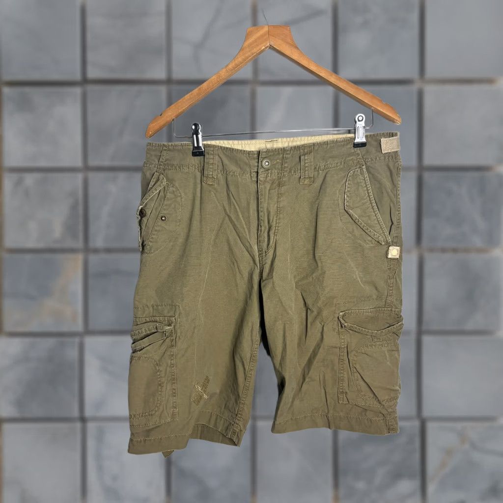 Scotch & Soda Scotch & Soda Cargo Shorts Mens 32 Green Distressed Pockets Cargo Button Fly Grunge 3374 Size US 32 / EU 48 - 1 Thumbnail