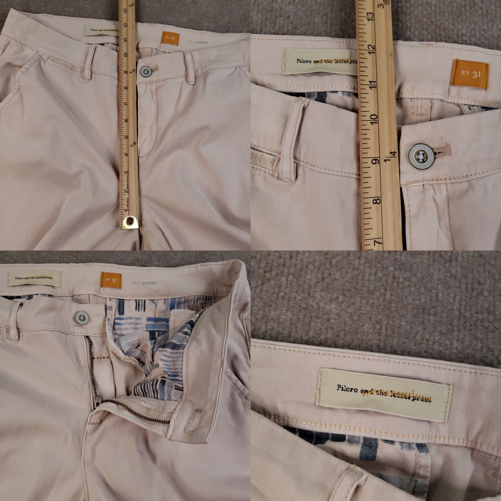 Vintage Pilcro And The Letterpress Pants Mens 31 Beige Slim Fit Hyphen Chino Classic Size 24" / US 00 / IT 34 - 8 Thumbnail