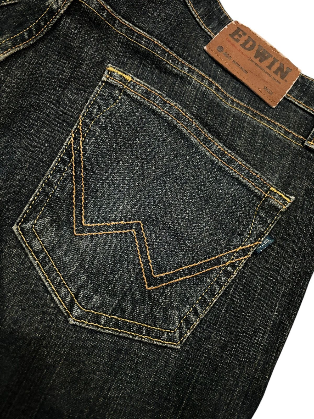 Edwin × Japanese Brand Vintage Y2k Edwin 403 Made In Japan Straight Cut Jeans Size US 33 - 6 Thumbnail