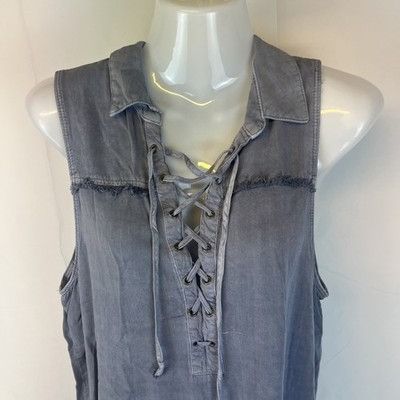 Rock & Republic Rock & Republic Sleeveless Shirt Blouse Size S Lace Up Neck Size S / US 4 / IT 40 - 2 Thumbnail