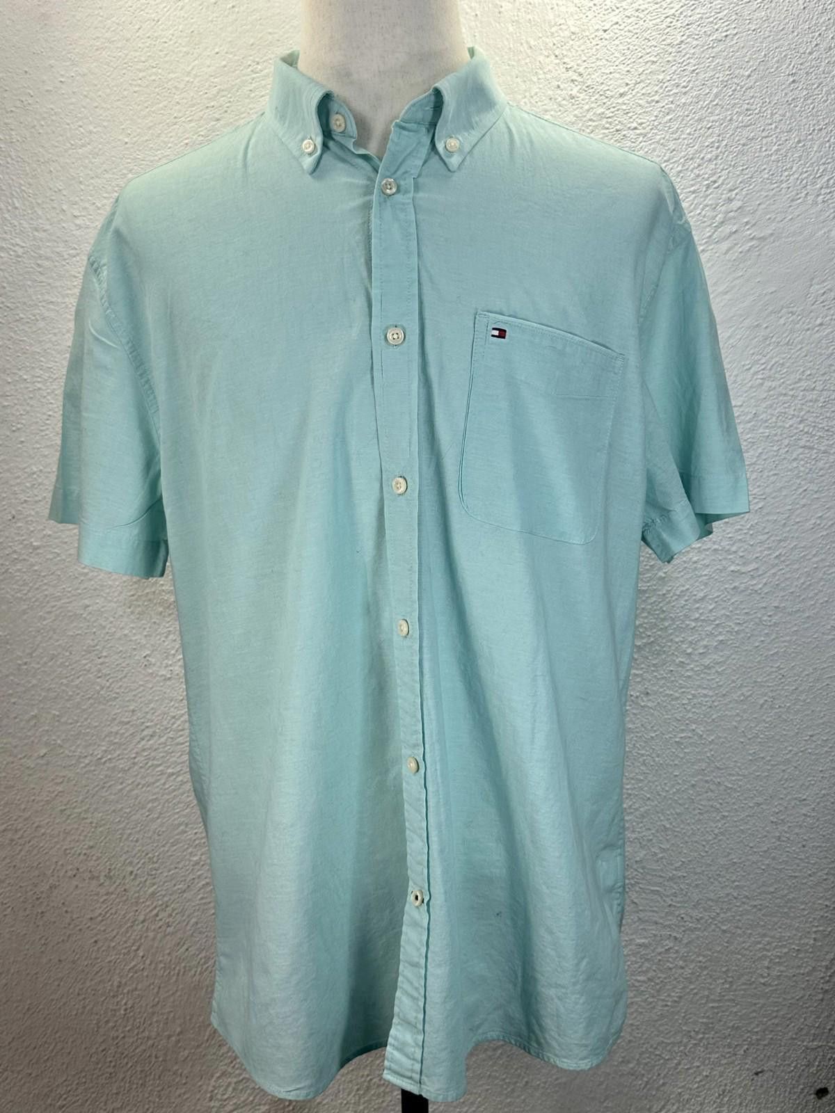 Tommy Hilfiger Tommy Hilfiger Custom Fit Casual Short Sleeve Green Mens XL Size US XL / EU 56 / 4 - 1 Thumbnail