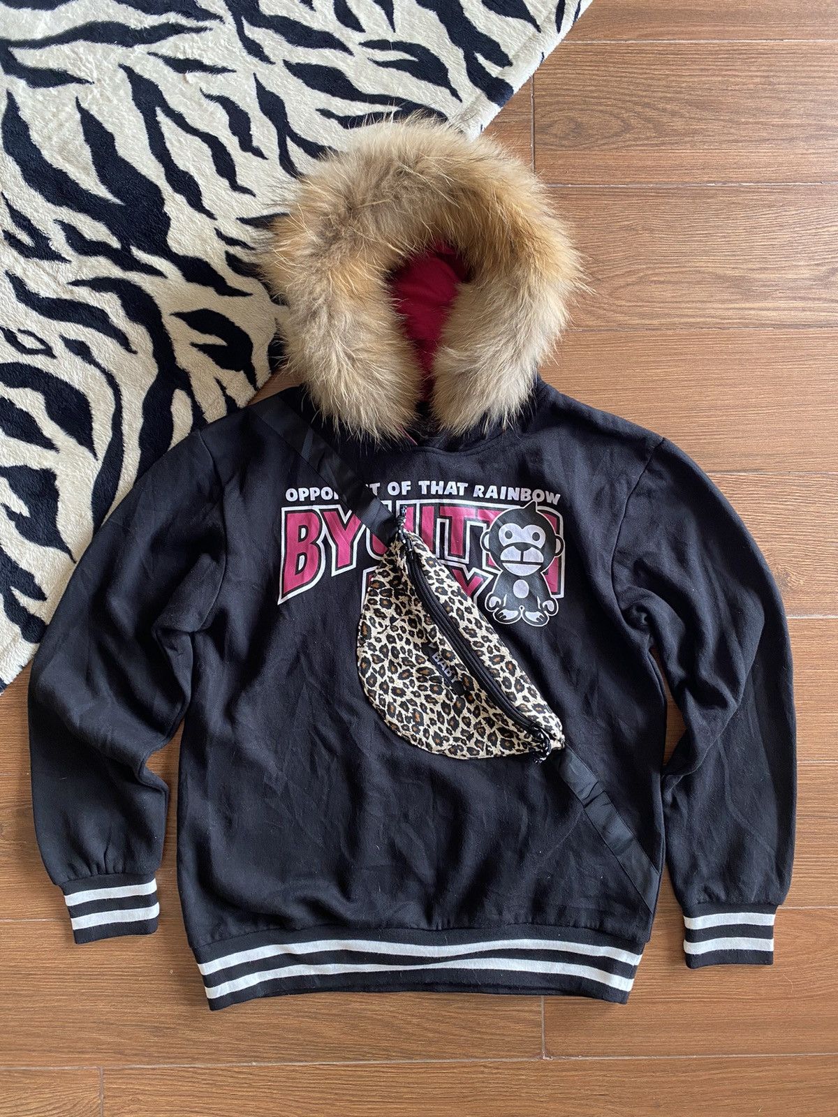 Hysteric Glamour × Japanese Brand × Le Grande Bleu (L.G.B.) Uittg Double Waistbag Fur Hoodie y2k Style Size US M / EU 48-50 / 2 - 1 Thumbnail