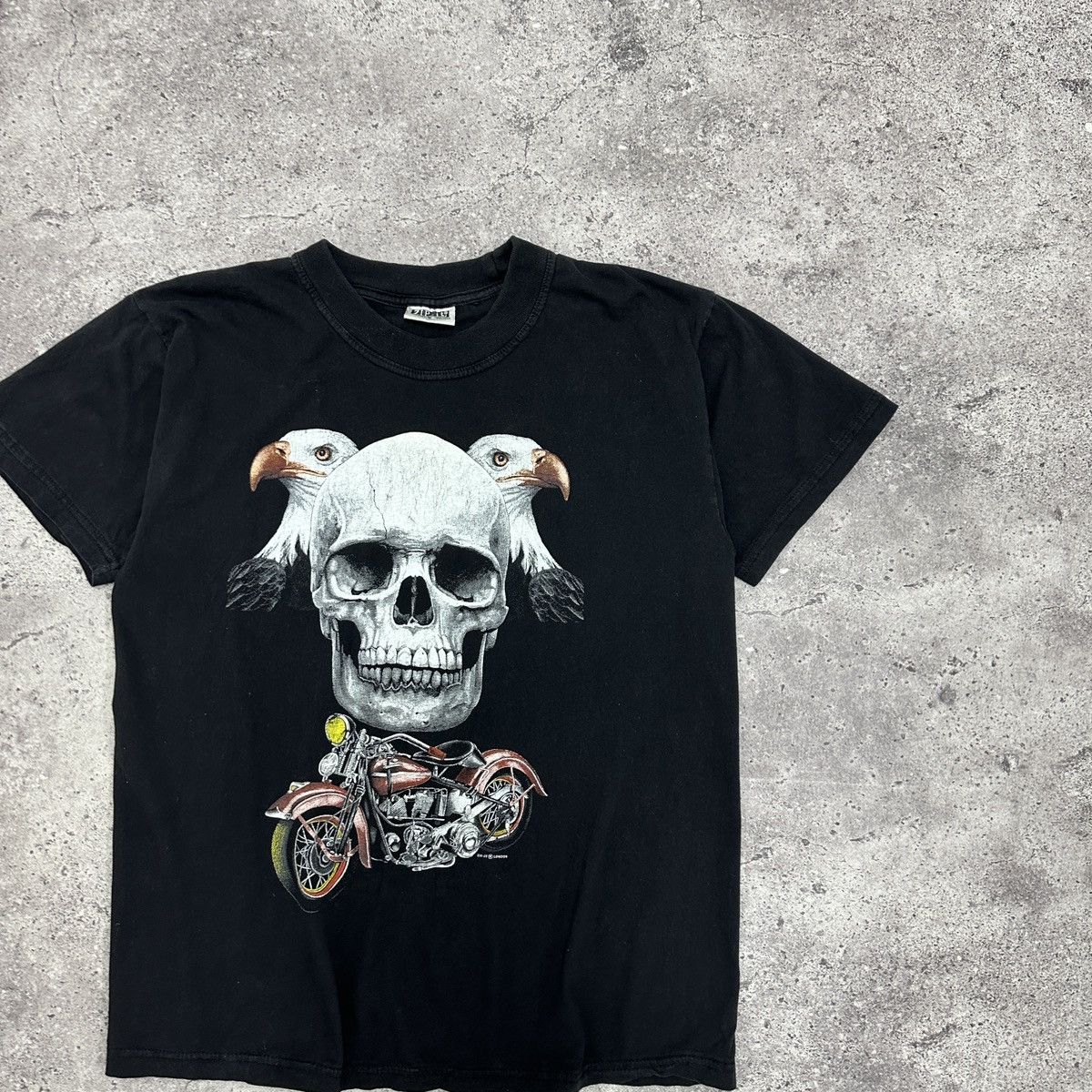 Vintage Vintage 90s Zip it London Skull Eagle Harley biker tee og Size US M / EU 48-50 / 2 - 2 Thumbnail