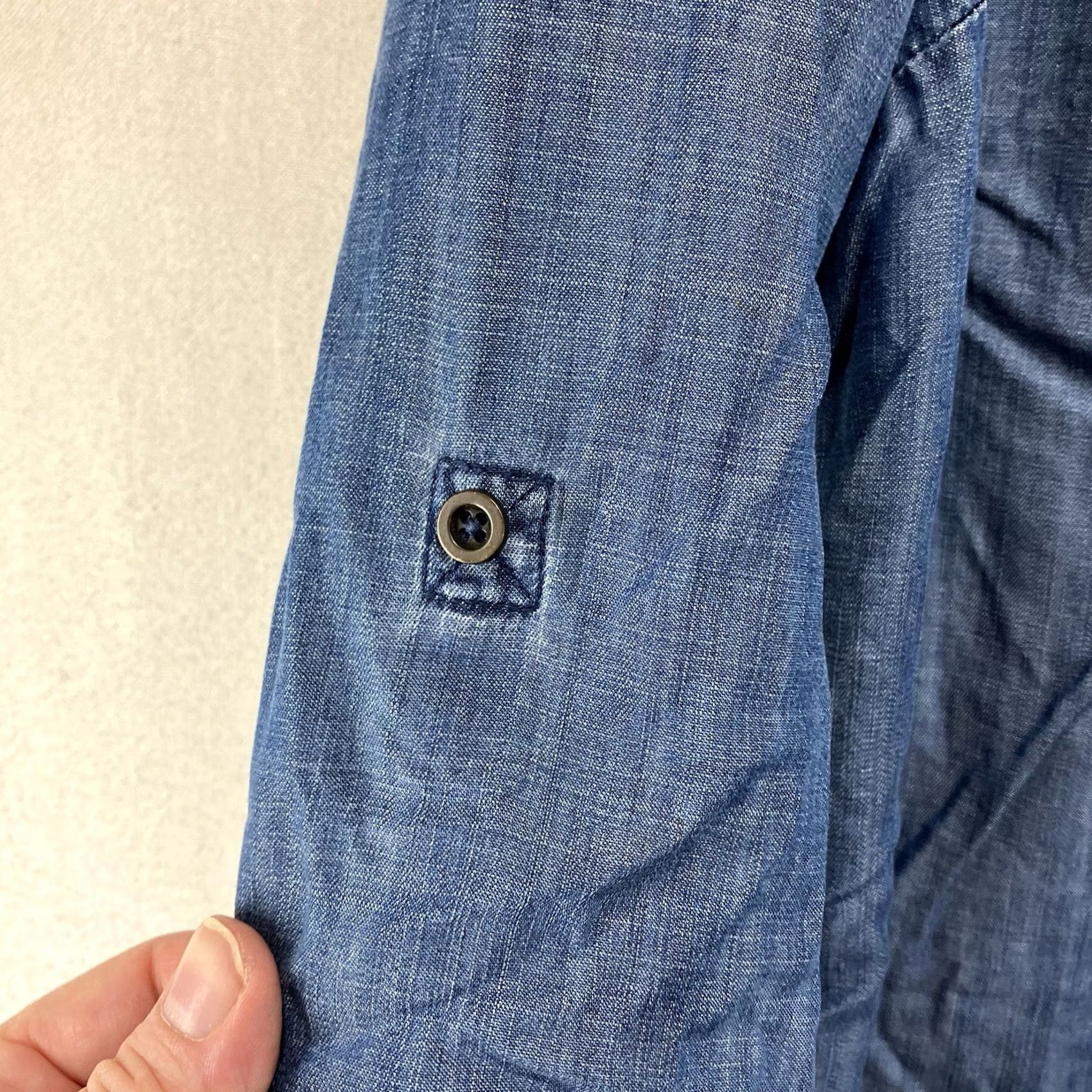 Denime VINTAGE Bob Timberlake Women's All Lyocell Tunic Blouse Denim Boho Embroidered Metal Buttons Roll Tab Sleeve V-Neck Casual 90s Womens L Blue Size L / US 10 / IT 46 - 5 Thumbnail